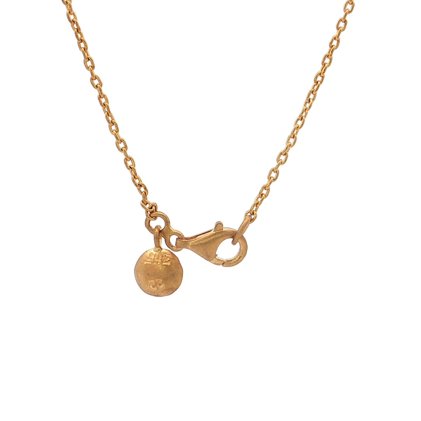 21" Four Leaf Clover Station Necklace 22k Yellow Gold