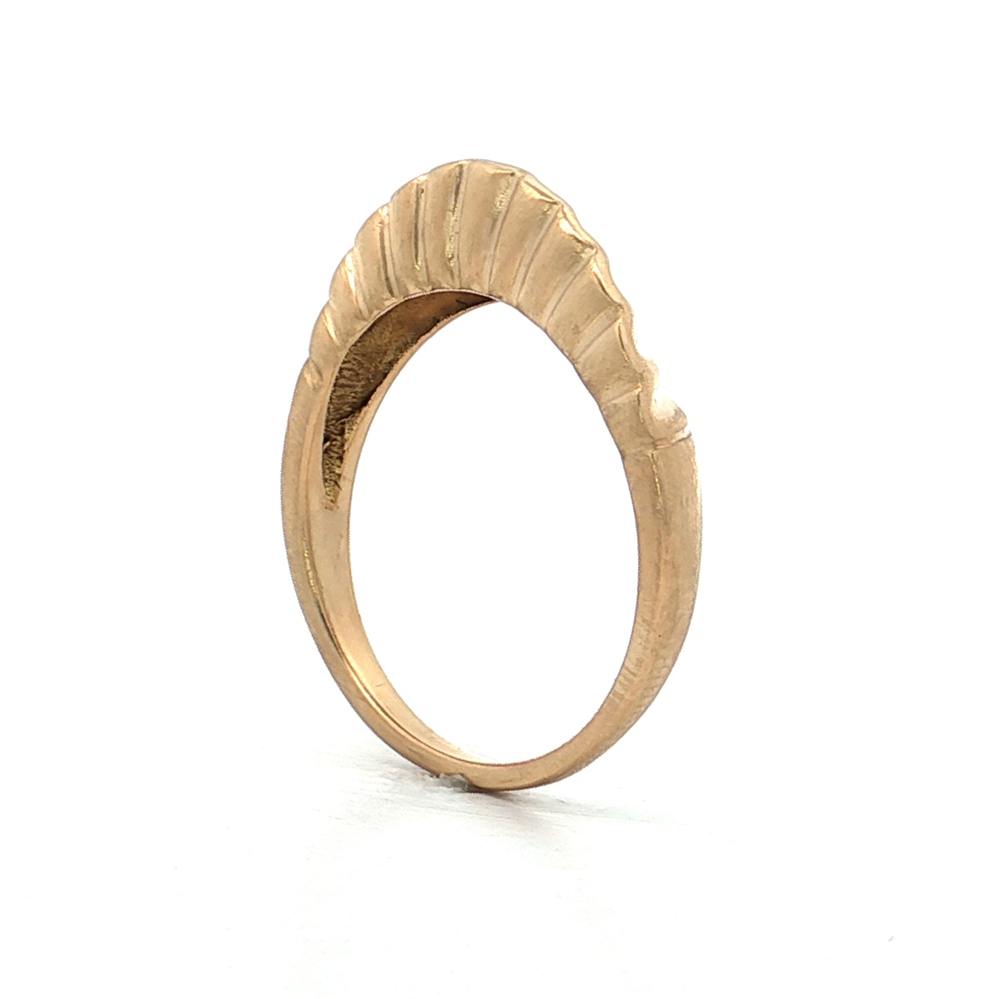 Wavy Scalloped Matte Stacking Ring 14k Yellow Gold