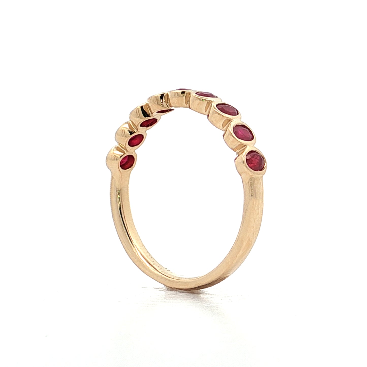 .75 Bezel Set Ruby Wedding Band 14k Yellow Gold
