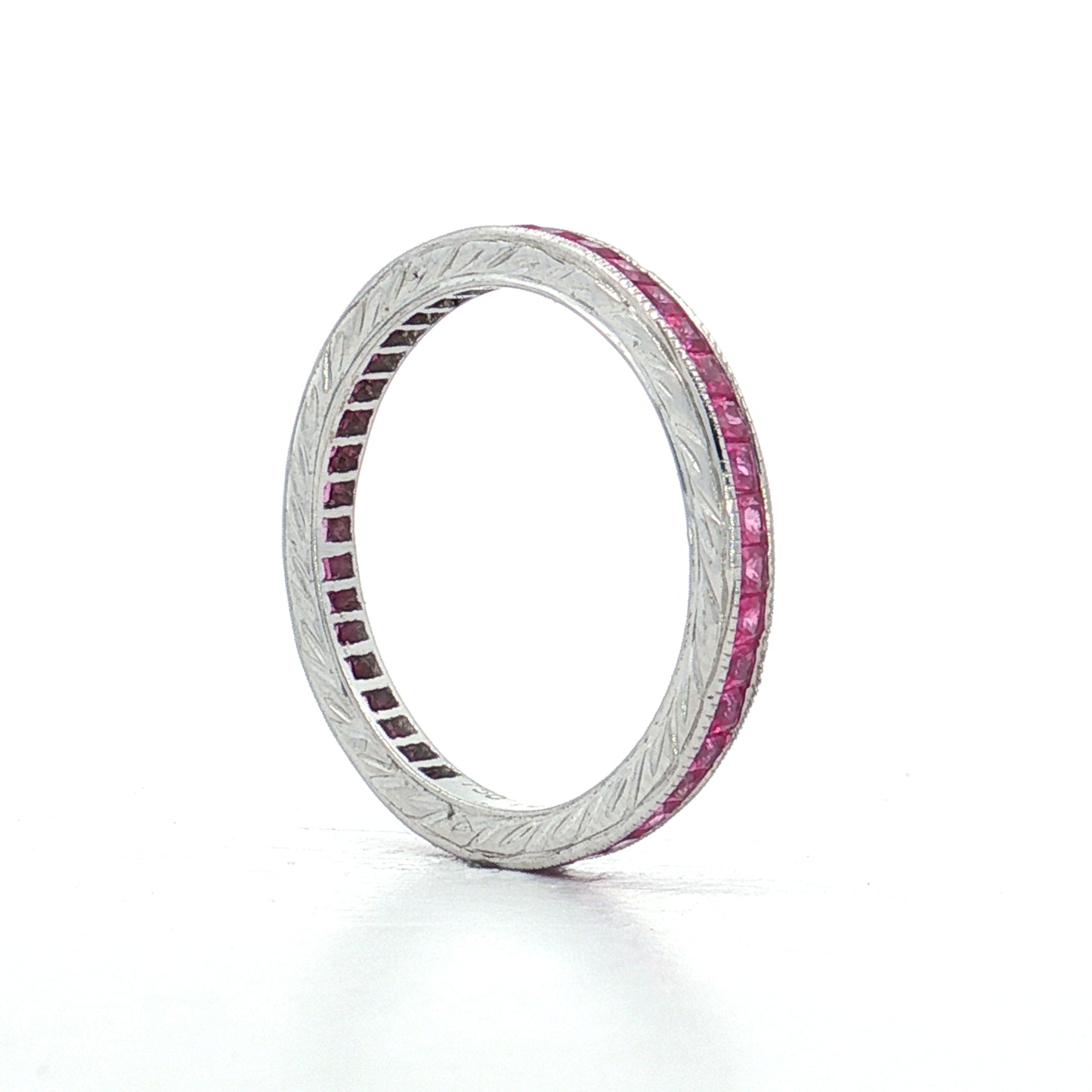.86 French Cut Pink Sapphire Eternity Band 18k