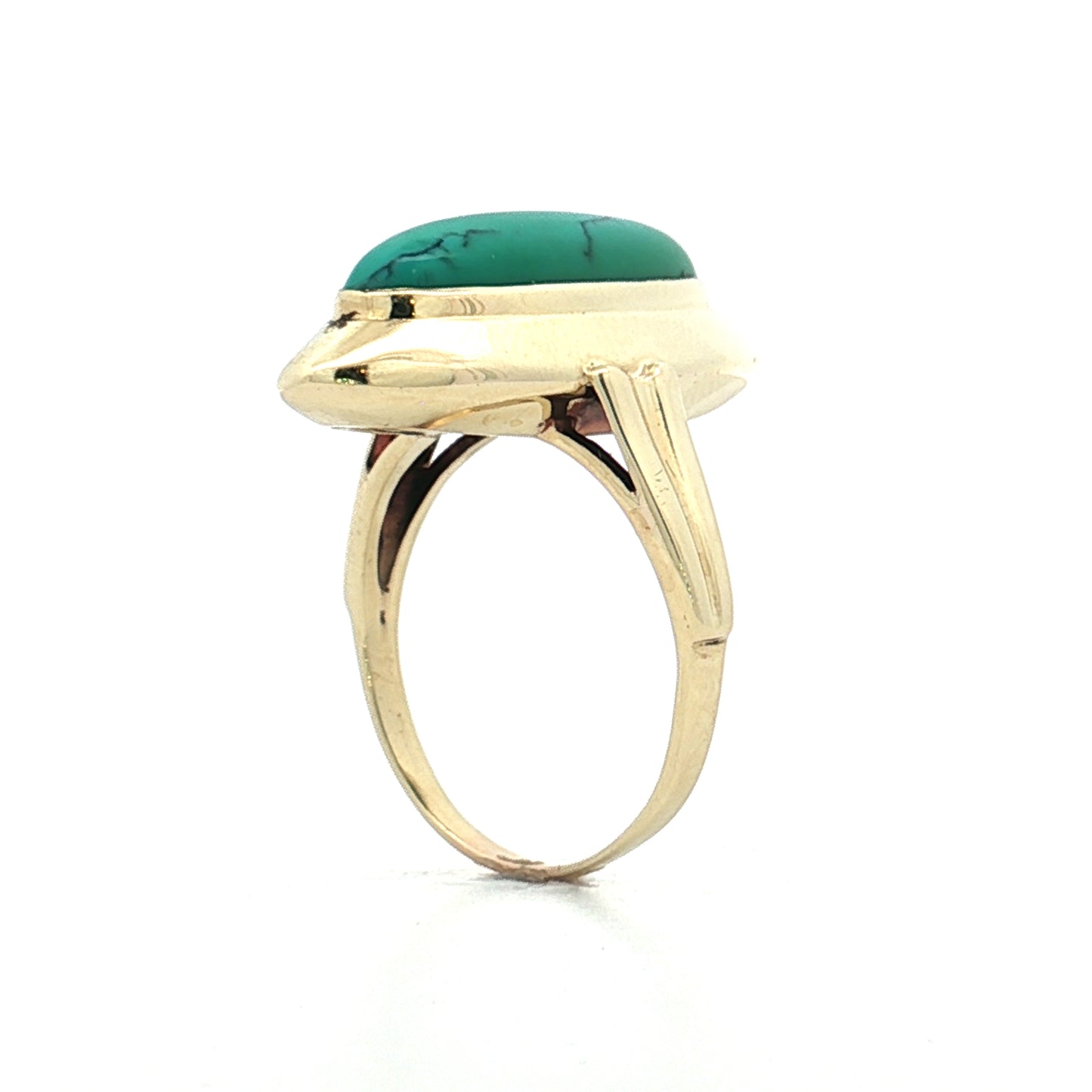 3.45 Vintage Oval Turquoise Cocktail Ring 9k Yellow Gold