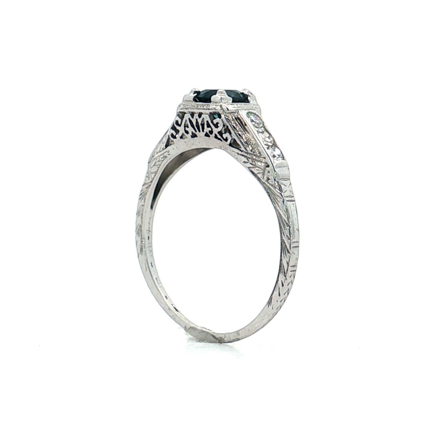 .50 Vintage Deco Sapphire Engagement Ring 18k
