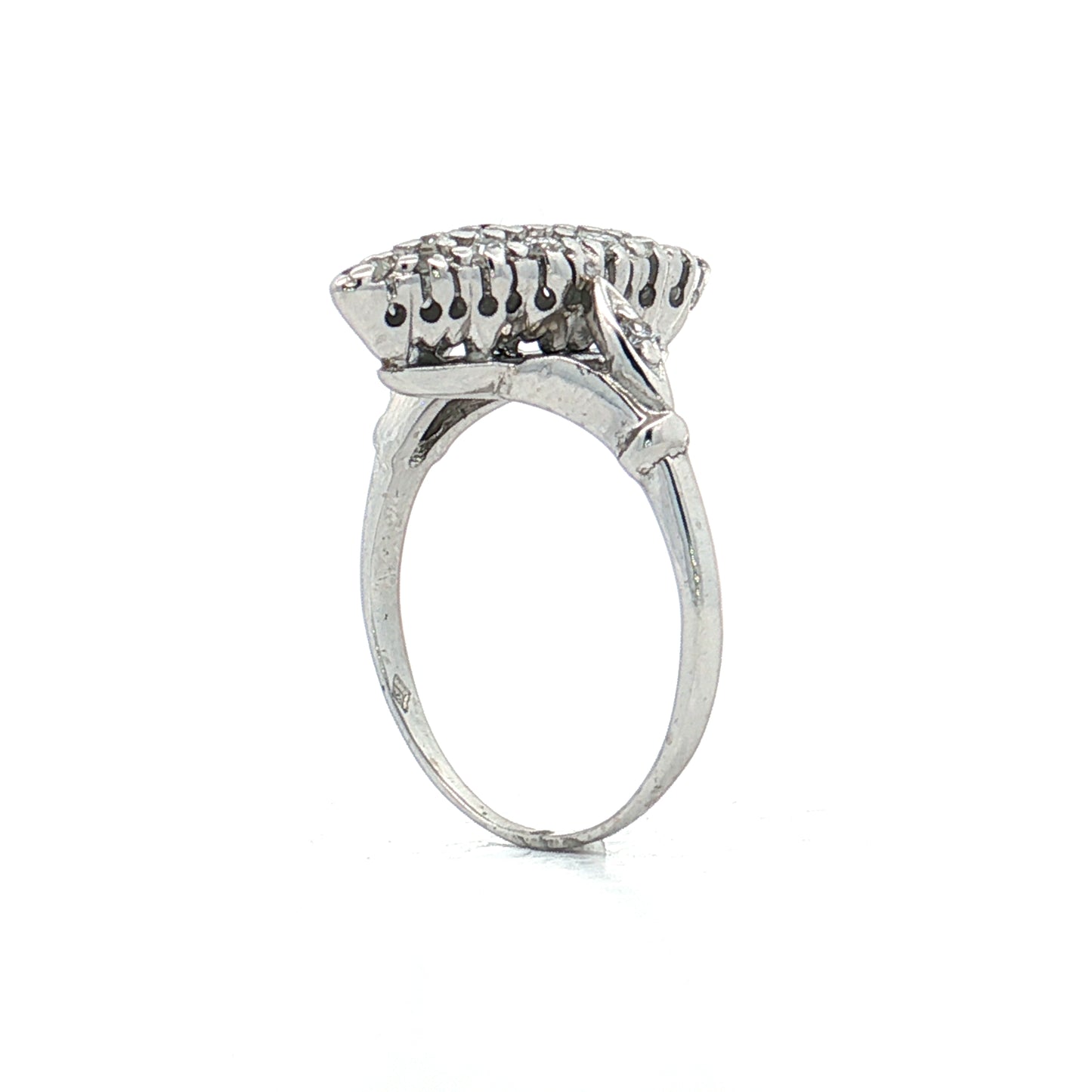 .30 Vintage Diamond Navette Cocktail Ring 14k