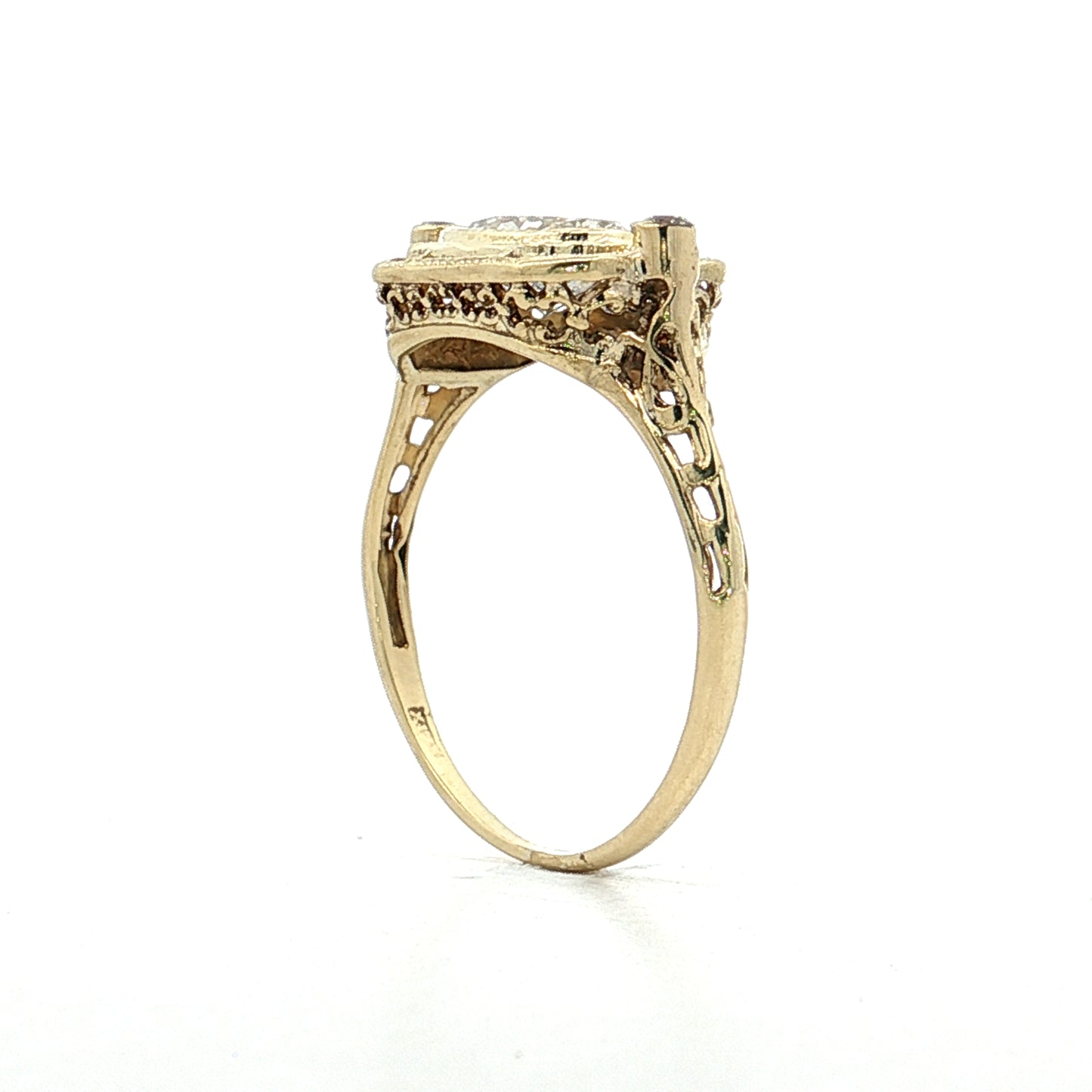 1.00 Art Nouveau Diamond Engagement Ring 14k