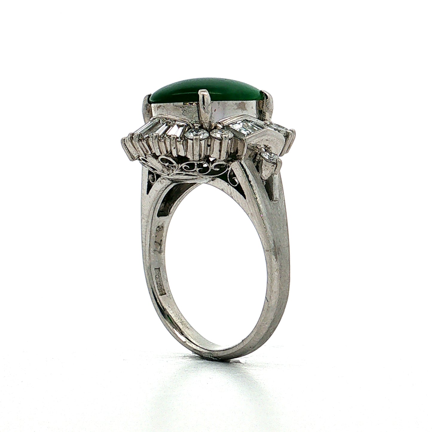 3.77 Jadeite & Diamond Ballerina Ring Platinum