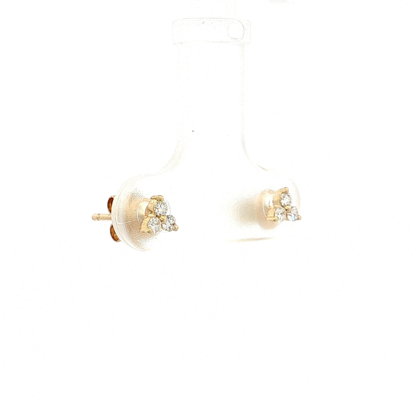 Diamond Cluster Stud Earrings 14k Yellow Gold
