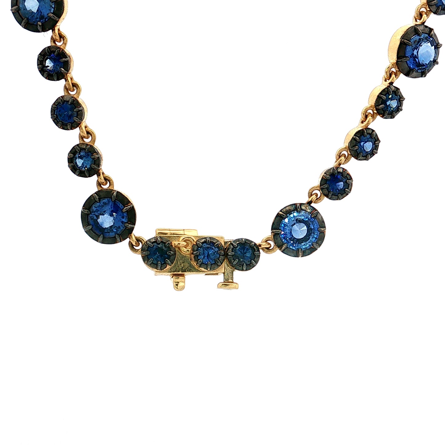 13.98 Blue Sapphire Statement Necklace 18k Yellow Gold
