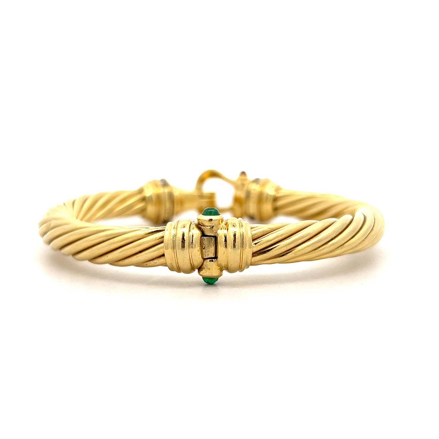 David Yurman Diamond Emerald Ruby Bangle 18k