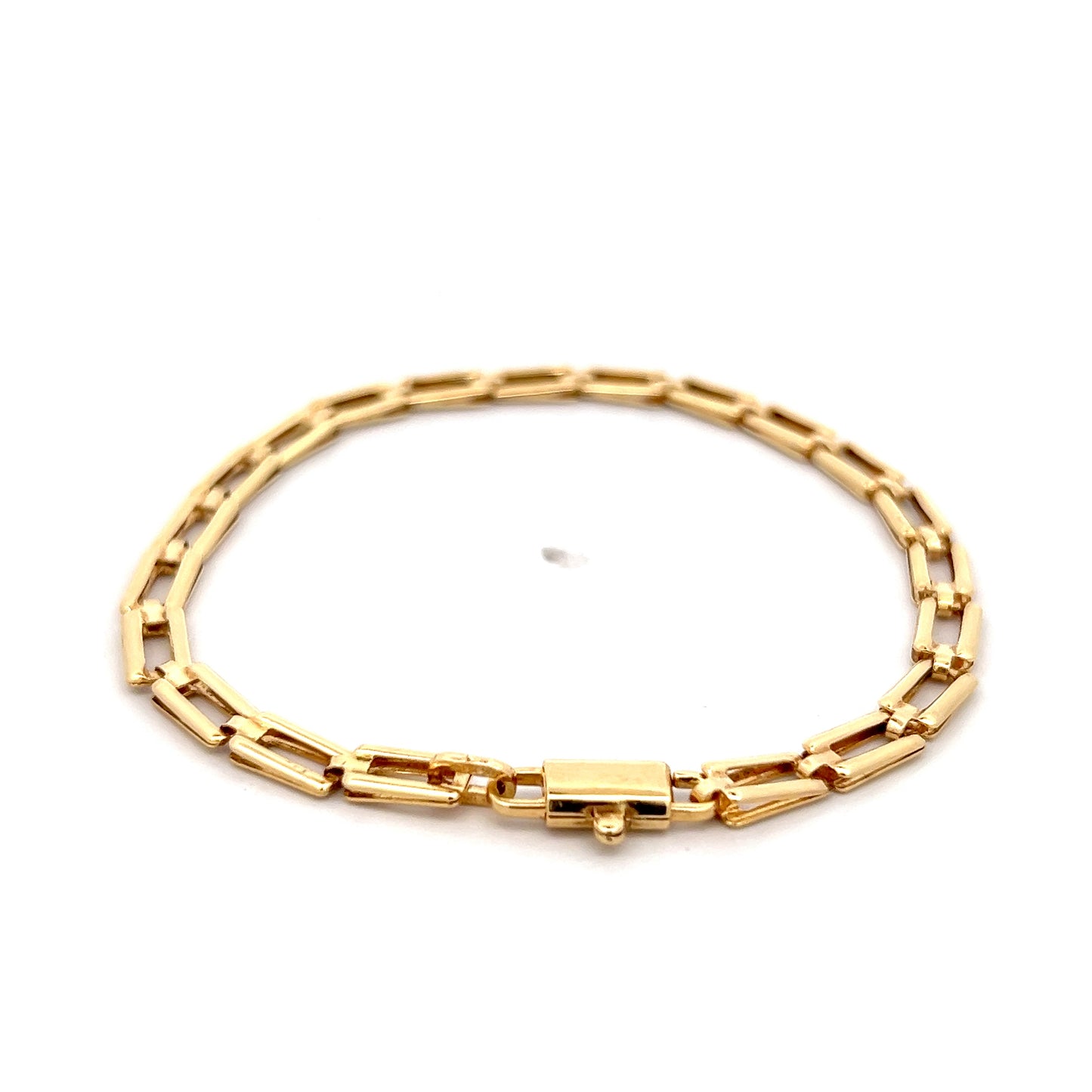 Rectangular Paperclip Link Bracelet 18k Yellow Gold