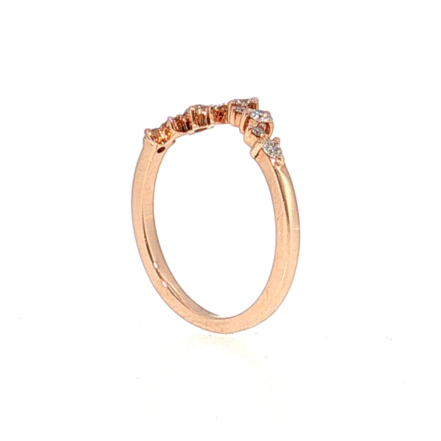 Diamond Contoured Wedding Band 14k Rose Gold