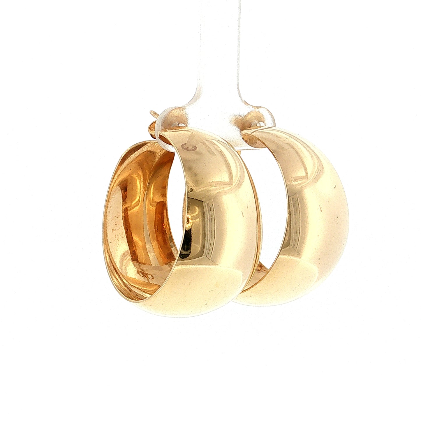Wide Tapered Hoop Earrings 14k Yellow Gold