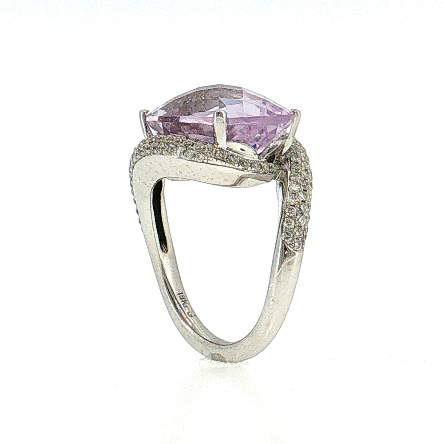 11.24 Kunzite & Diamond Cocktail Ring 18k White Gold