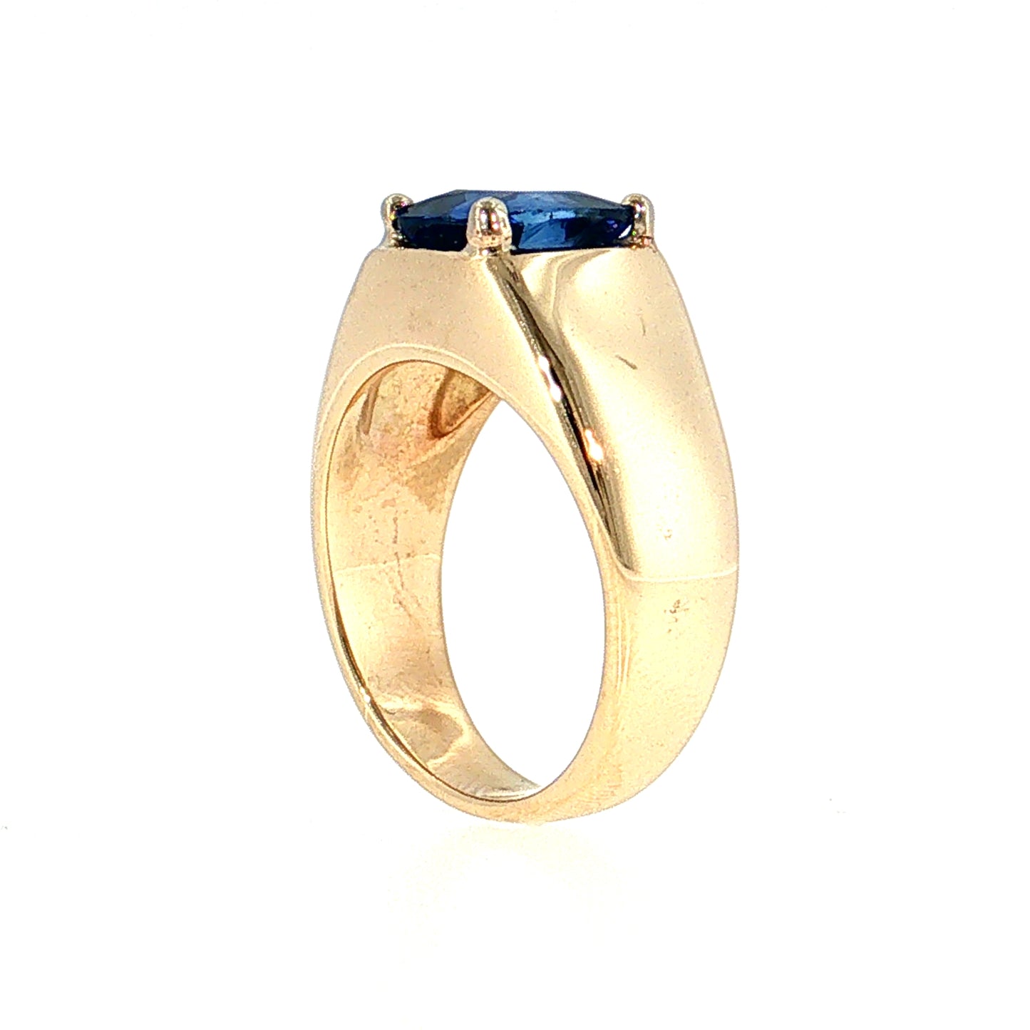 3.25 Cushion Blue Sapphire Solitaire Ring 14k