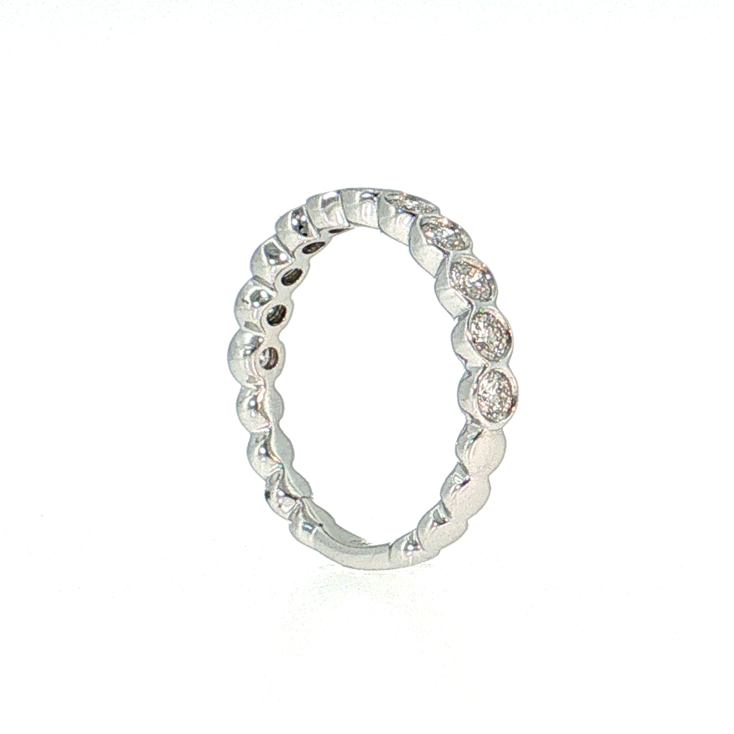 .69 Bezel Diamond Wedding Band 14k White Gold