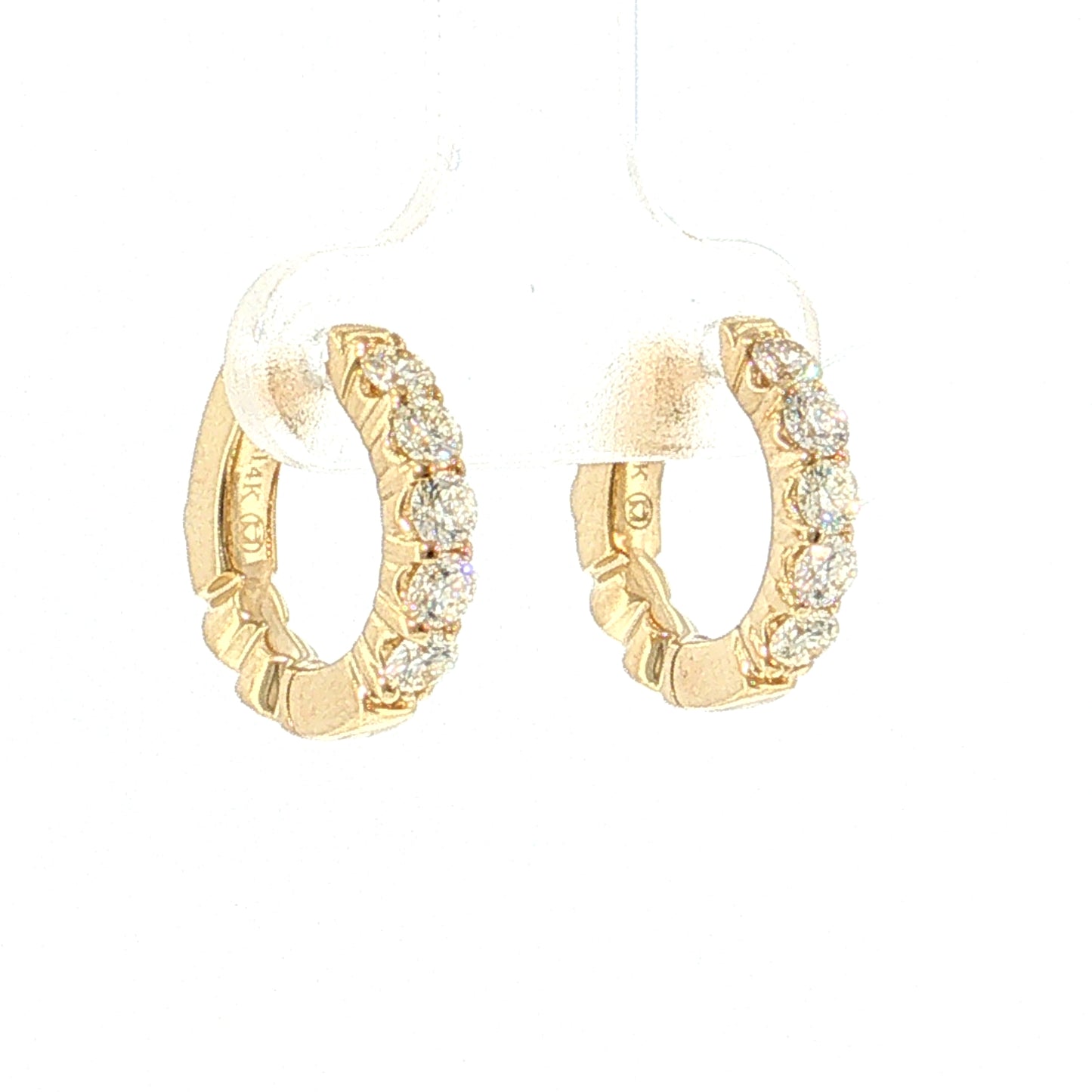 Diamond Huggie Hoop Earrings 14k Yellow Gold