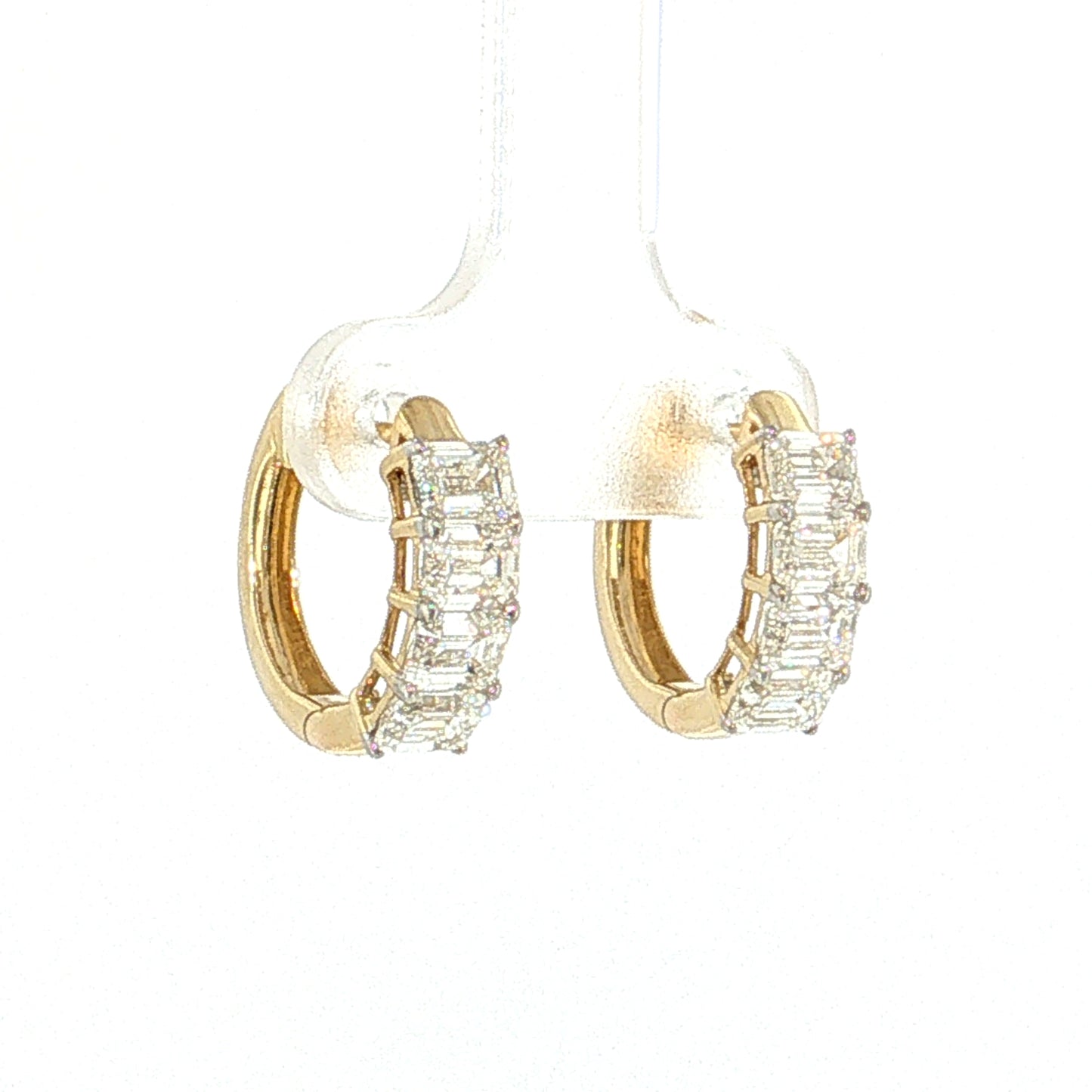2.00 Emerald Diamond Huggie Hoops 14k Yellow Gold