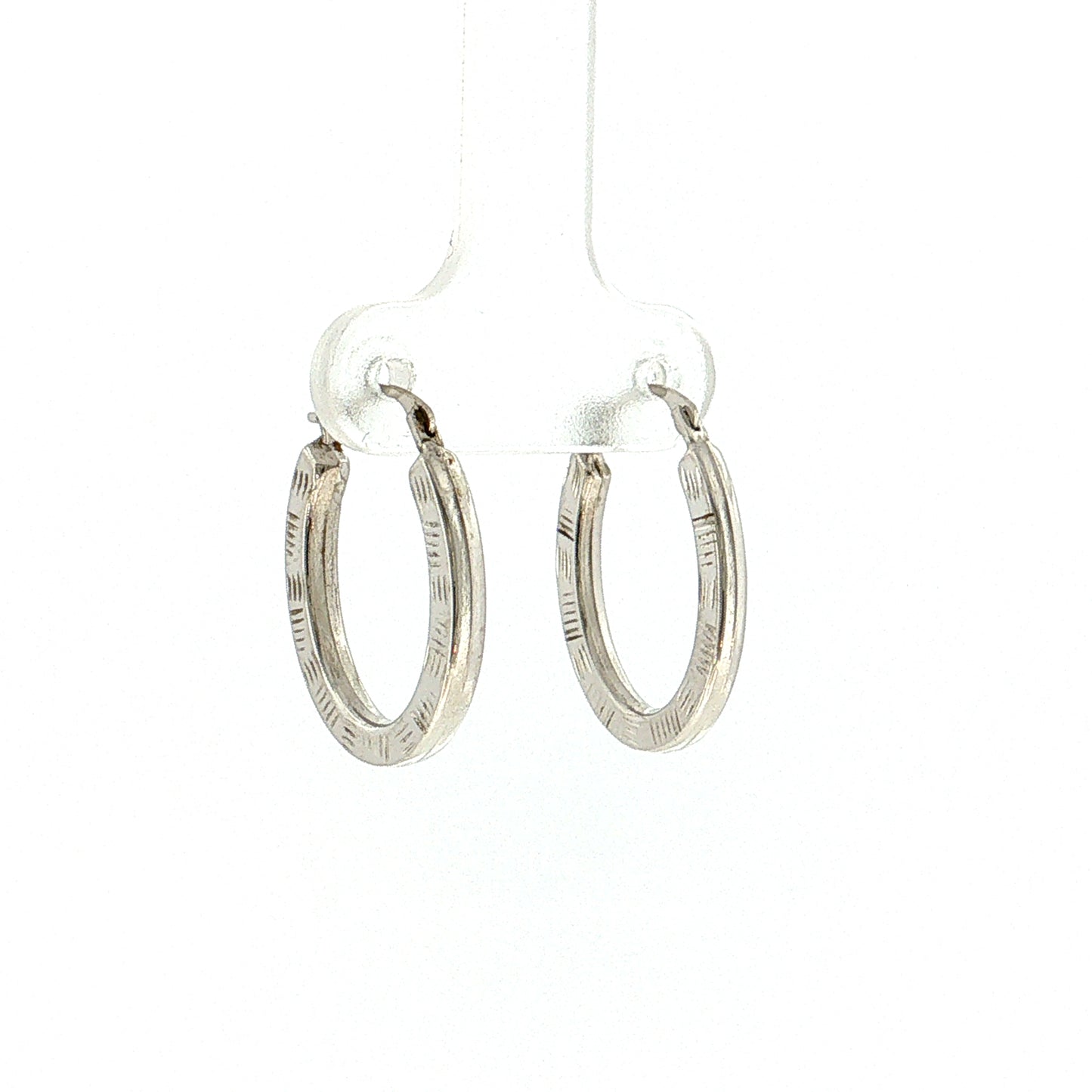 Oval Hoop Earrings 14k White Gold