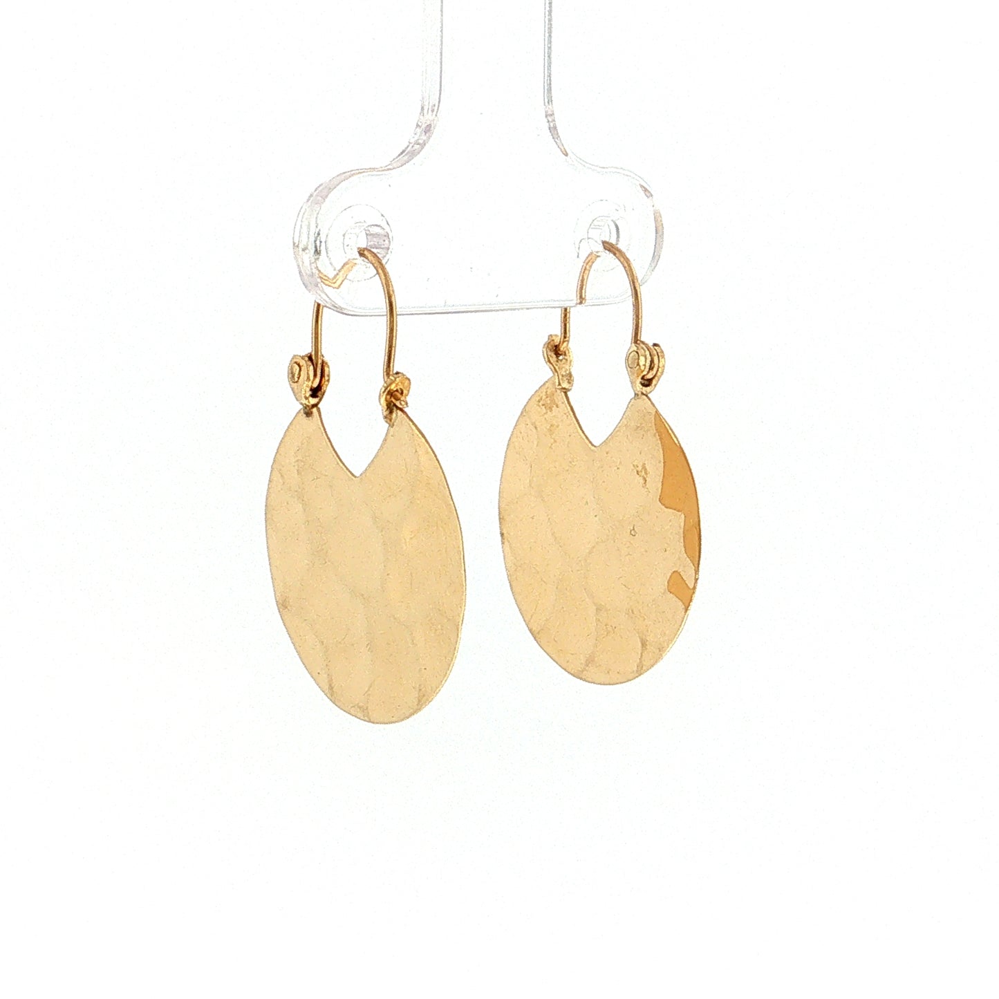 Hammered Disc Drop Earrings 14k Yellow Gold
