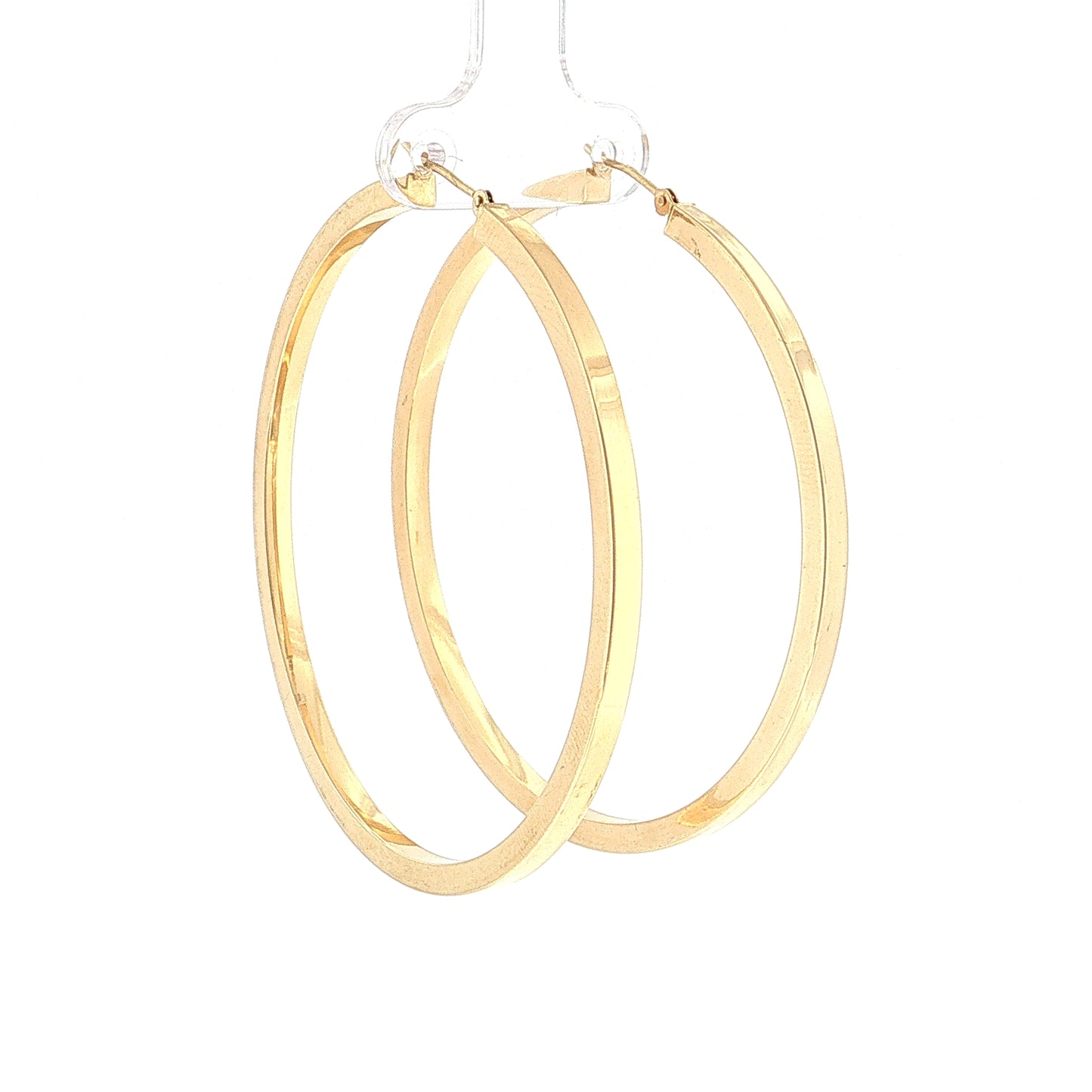 Thin Flat Edge Hoop Earrings 10k Yellow Gold