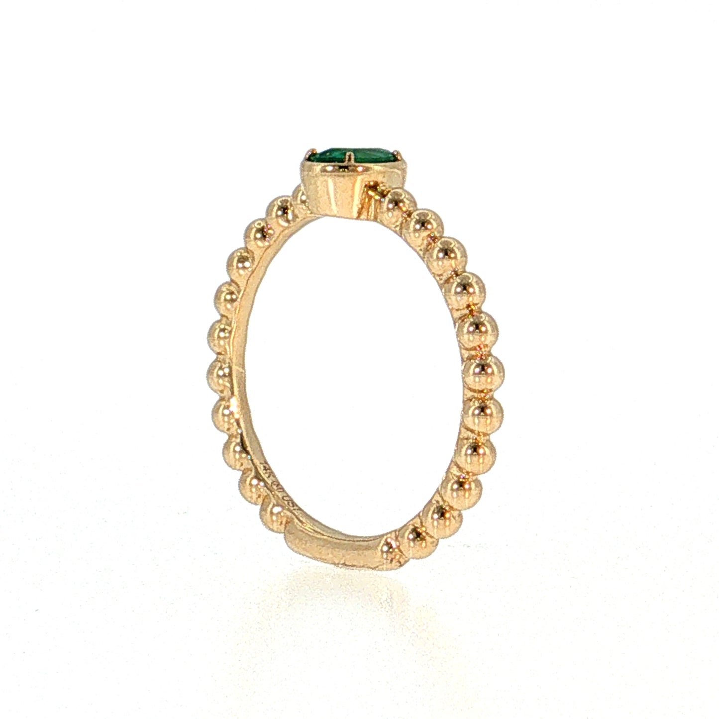 .30 Oval Emerald Solitaire Stacking Ring 14k Yellow Gold