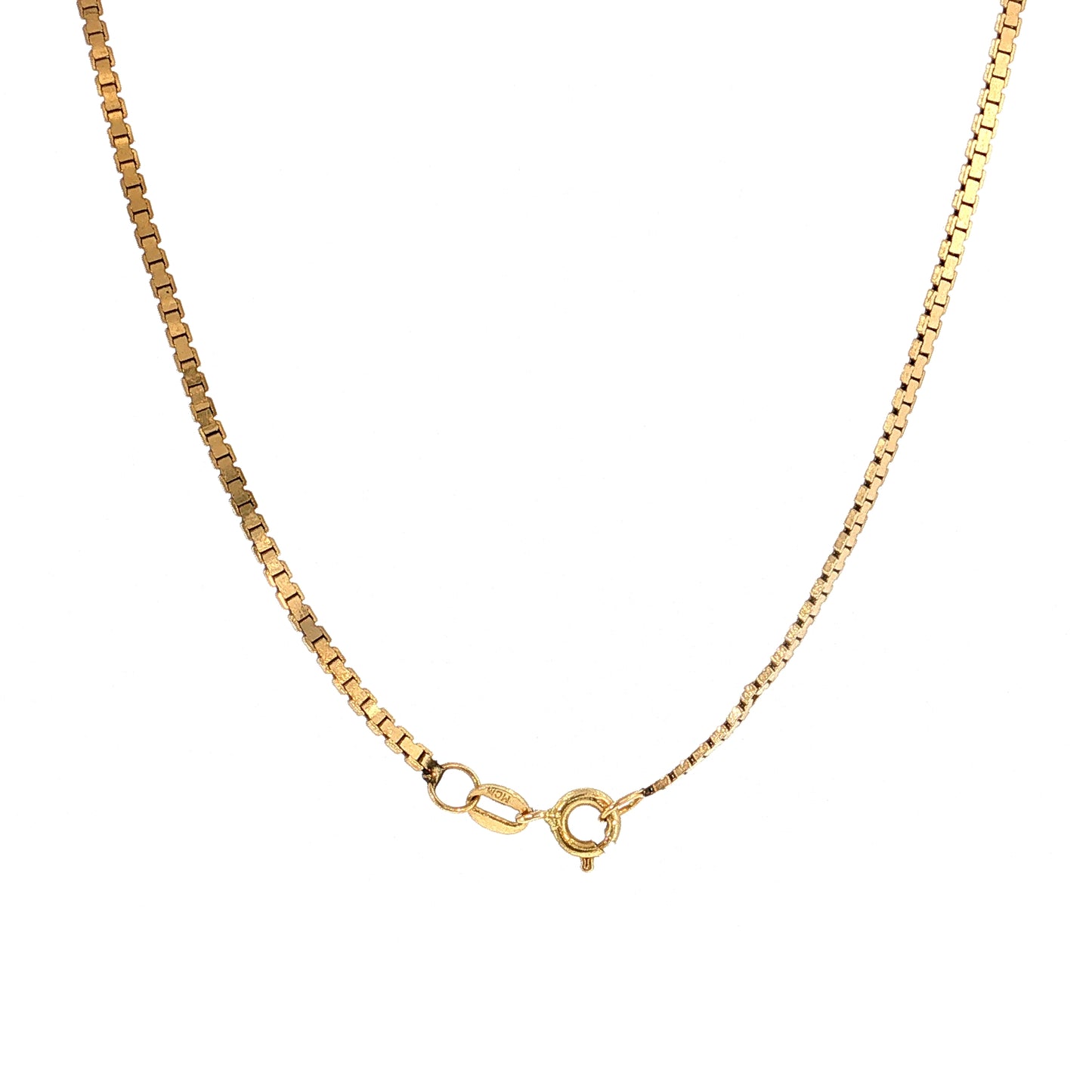 18" Flat Box Link Chain Necklace 14k Yellow Gold
