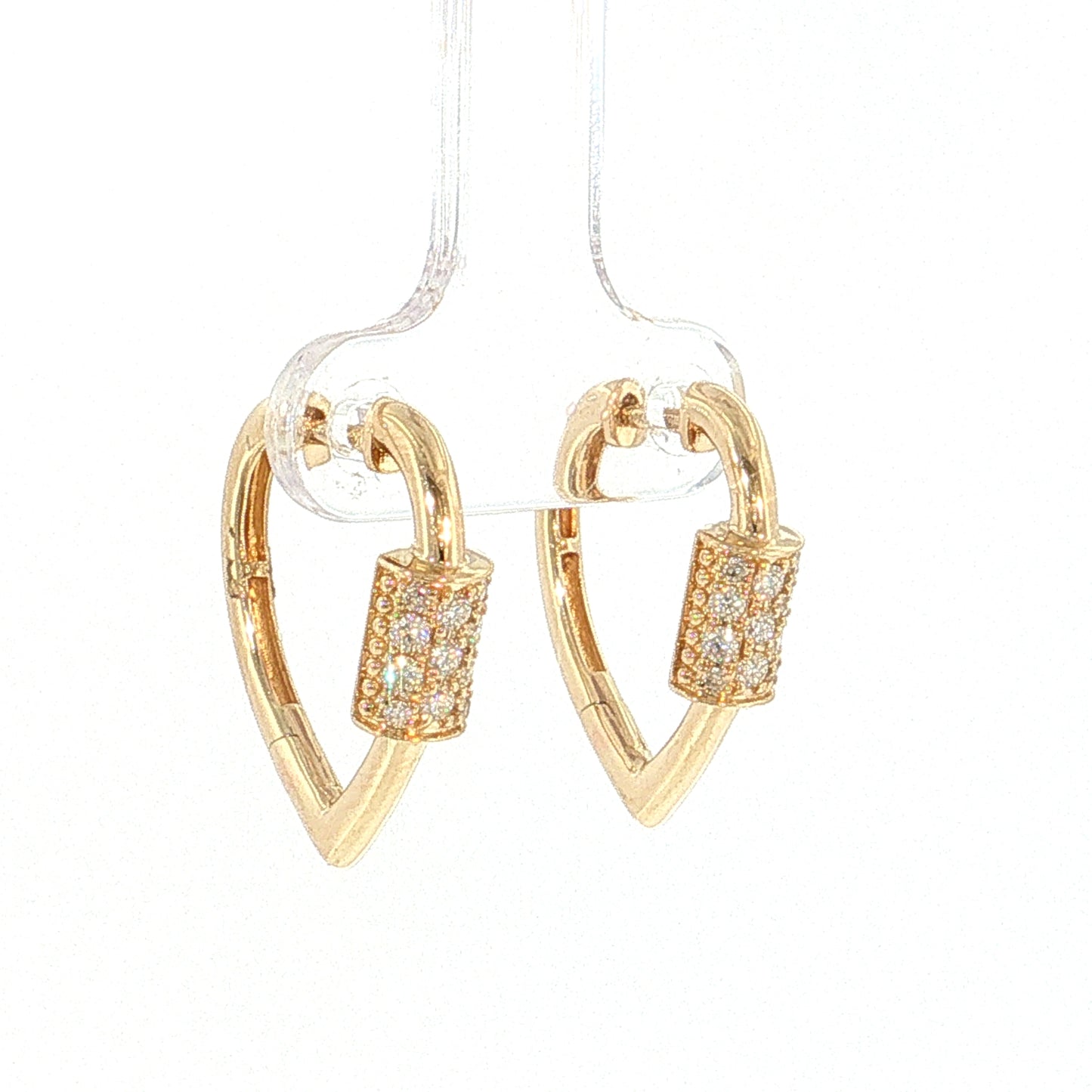 Diamond Carabiner Hoop Earrings 14k Yellow Gold