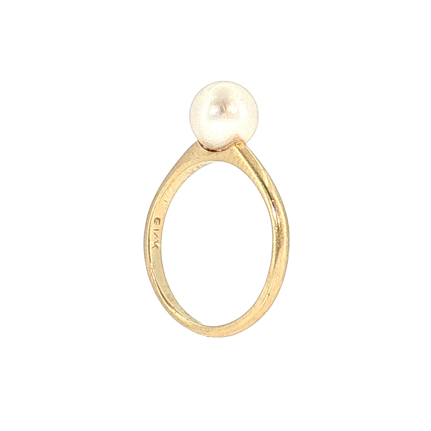 Solitaire Pearl Cocktail Ring 14k Yellow Gold