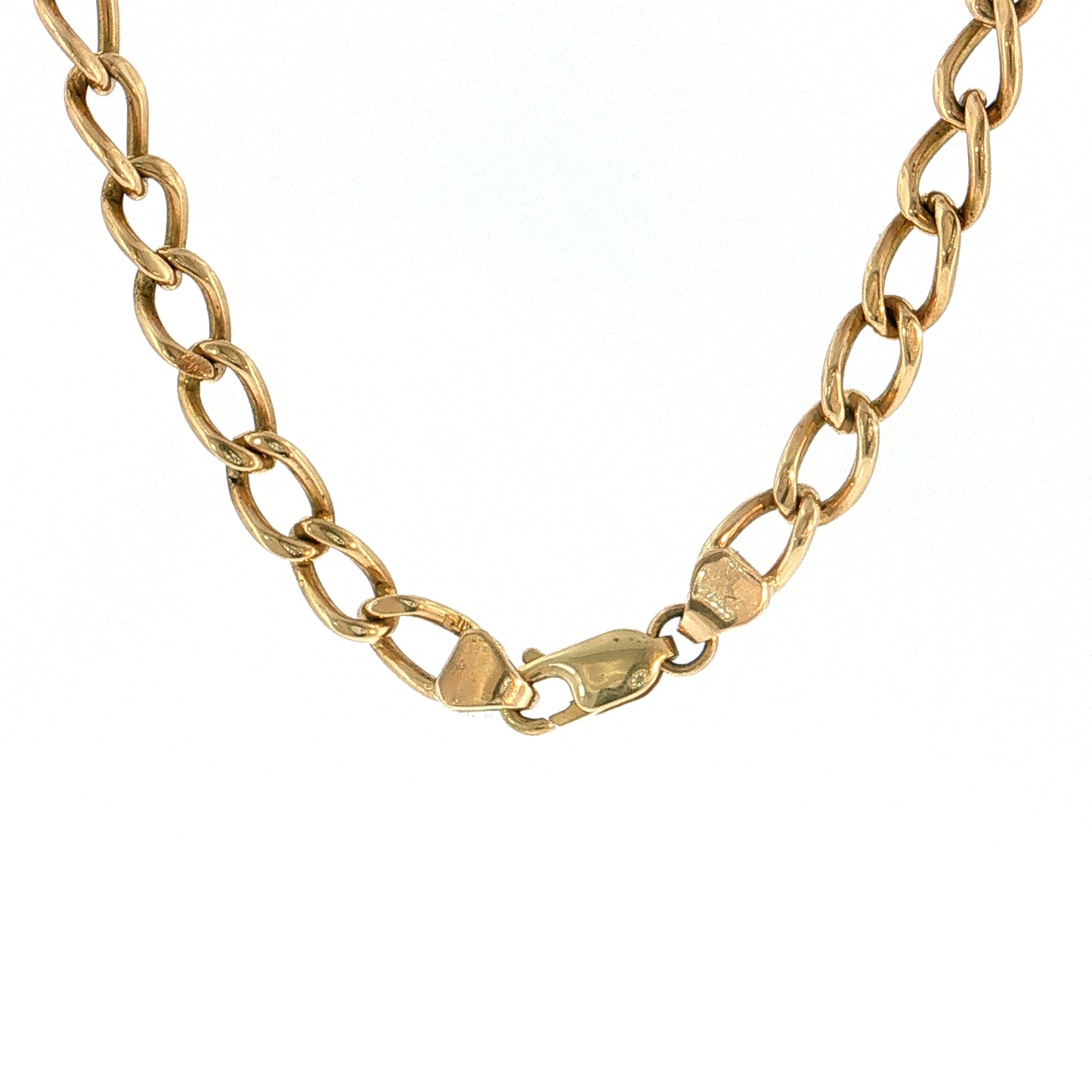 21" Oval Curb Link Chain Necklace 10k Yellow Gold