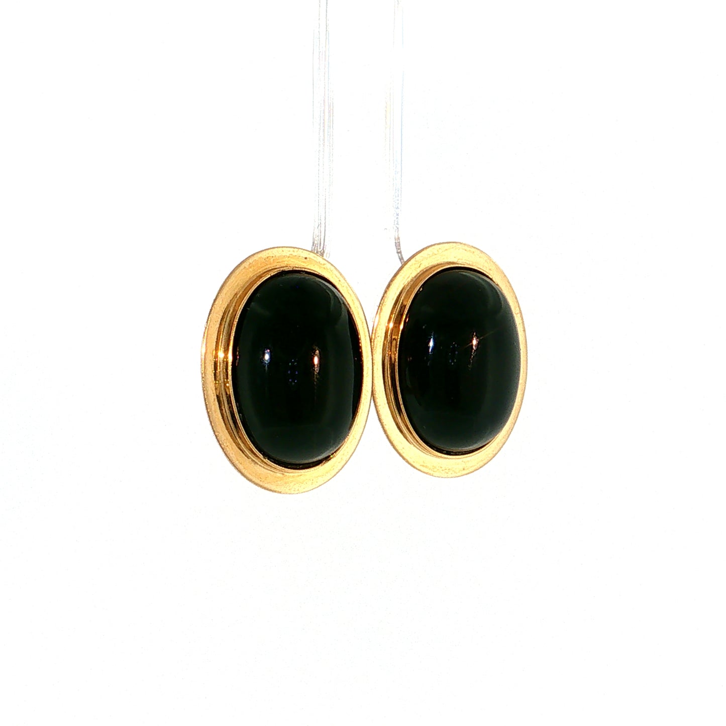 8.16 Oval Black Onyx Stud Earrings 14k