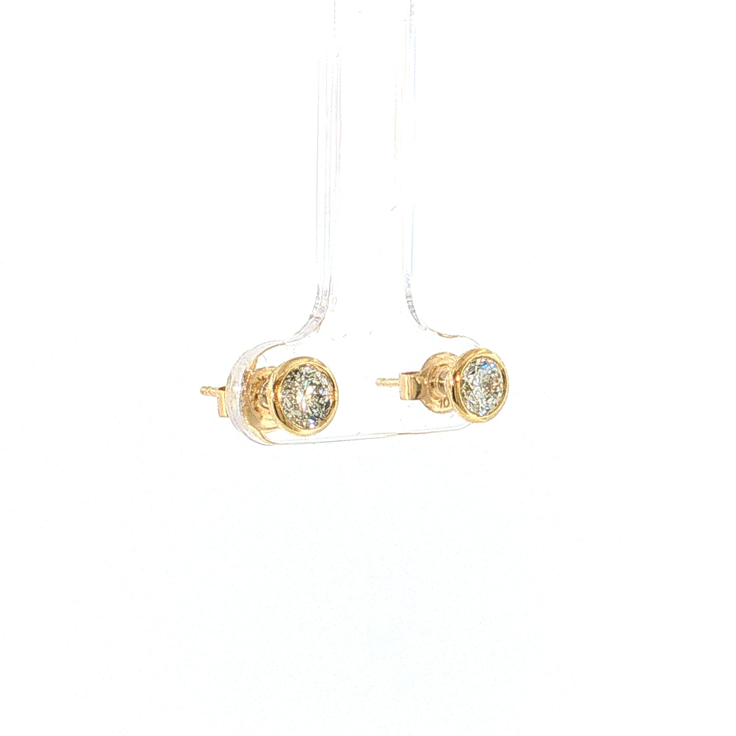 .96 Bezel Diamond Stud Earrings 10k Yellow Gold