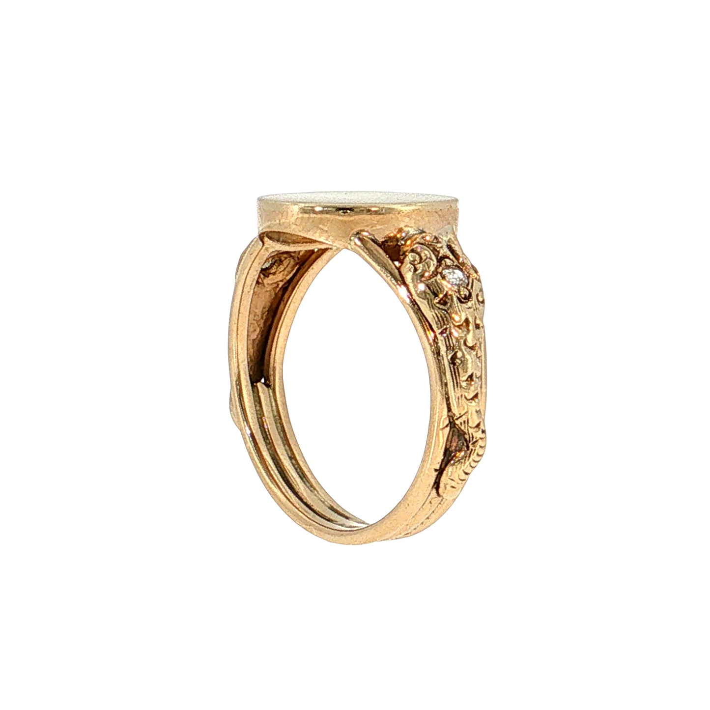 Antique Victorian Diamond Snake Signet Ring 10k Rose Gold