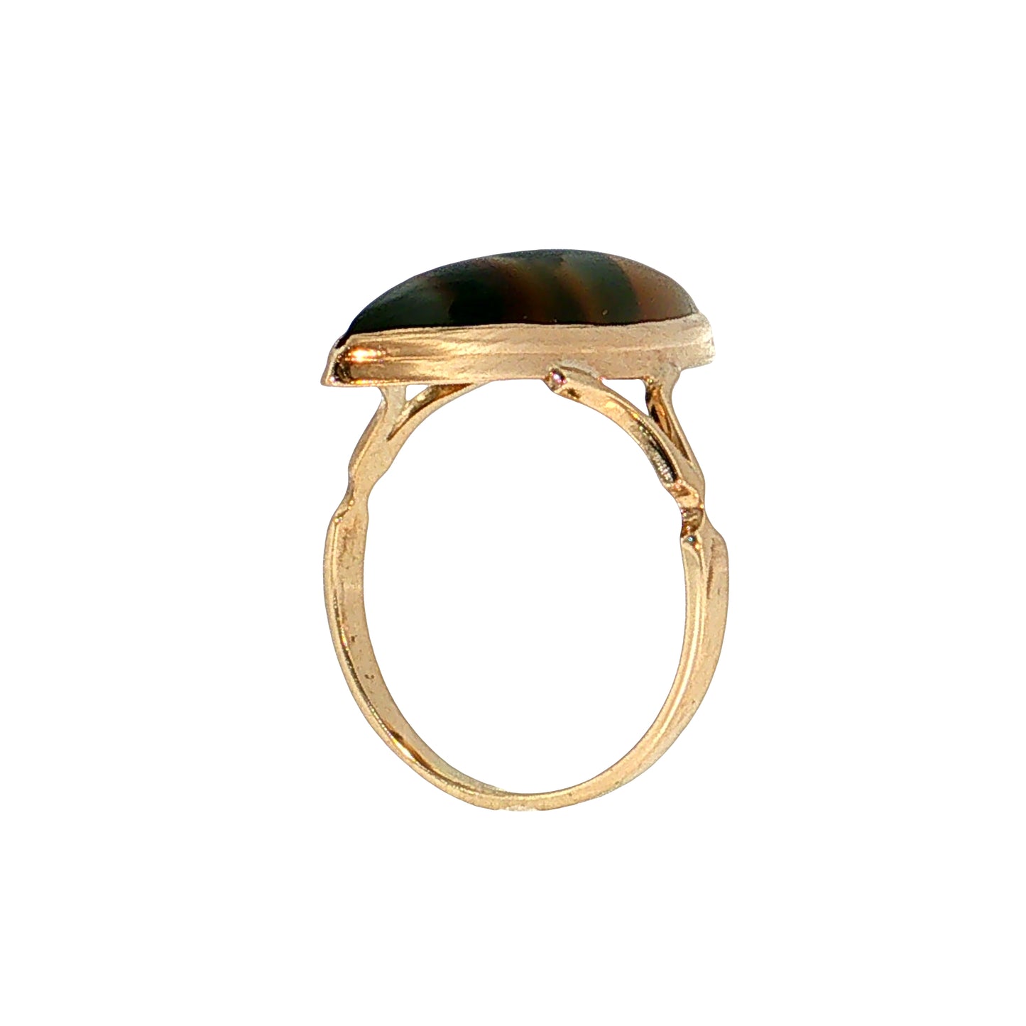 5.41 Antique Victorian Agate Cocktail Ring 14k Rose Gold