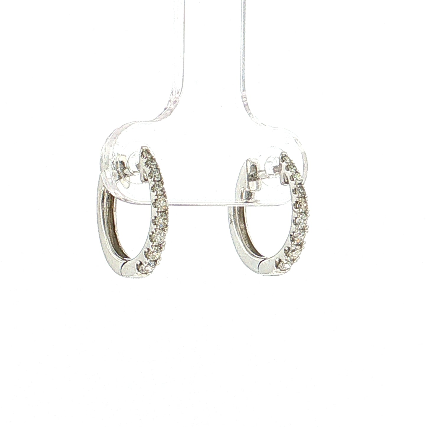 .20 Graduated Diamond Hoop Earrings 14k White Gold