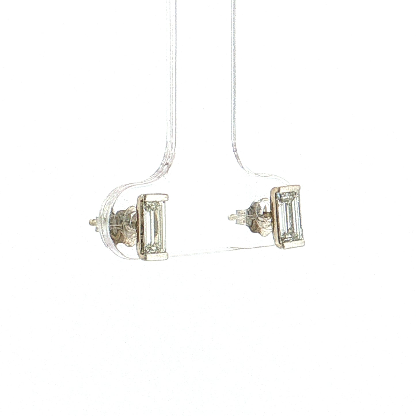 .64 Baguette Diamond Stud Earrings 18k White Gold
