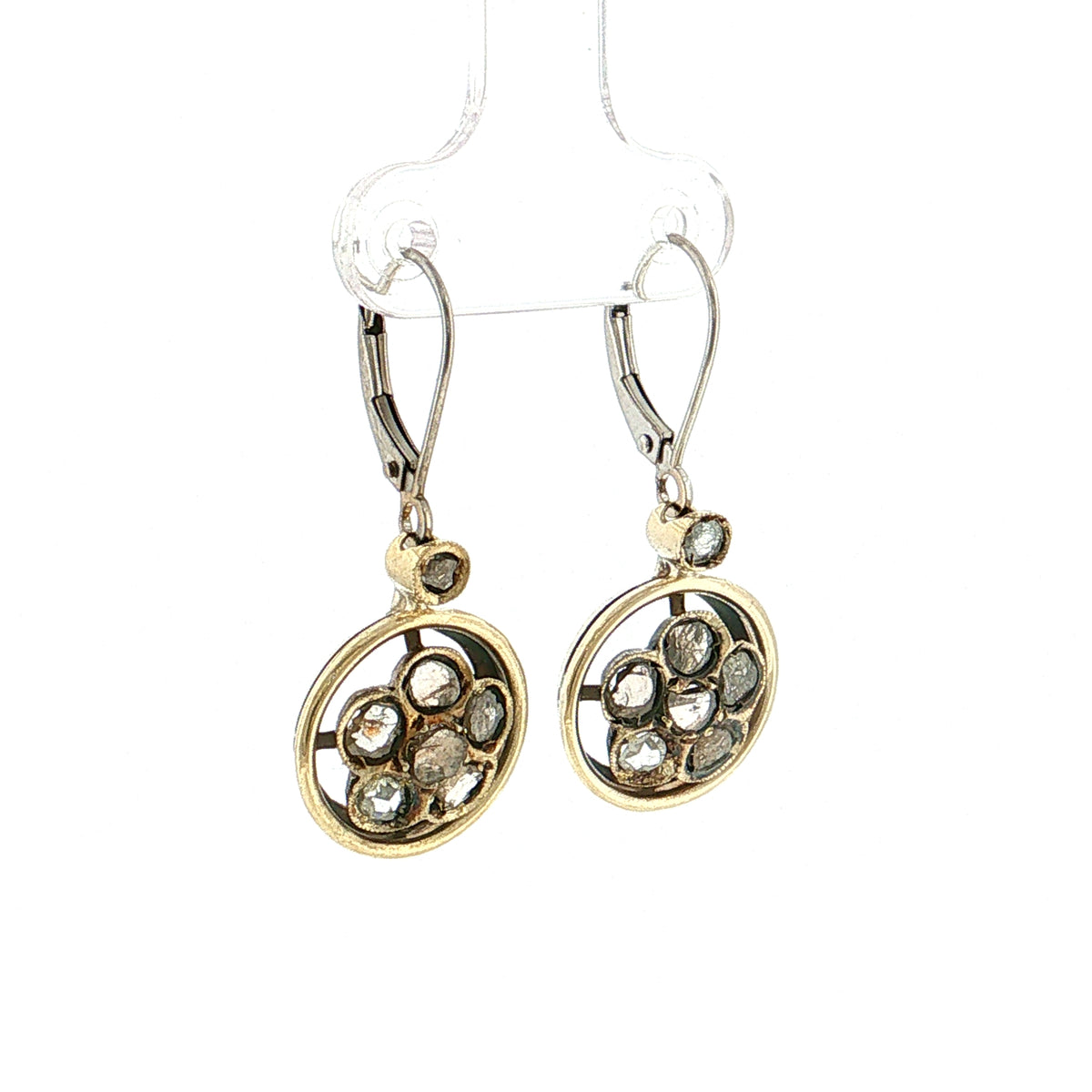 .64 Antique Edwardian Diamond Drop Earrings Two-Tone 14K