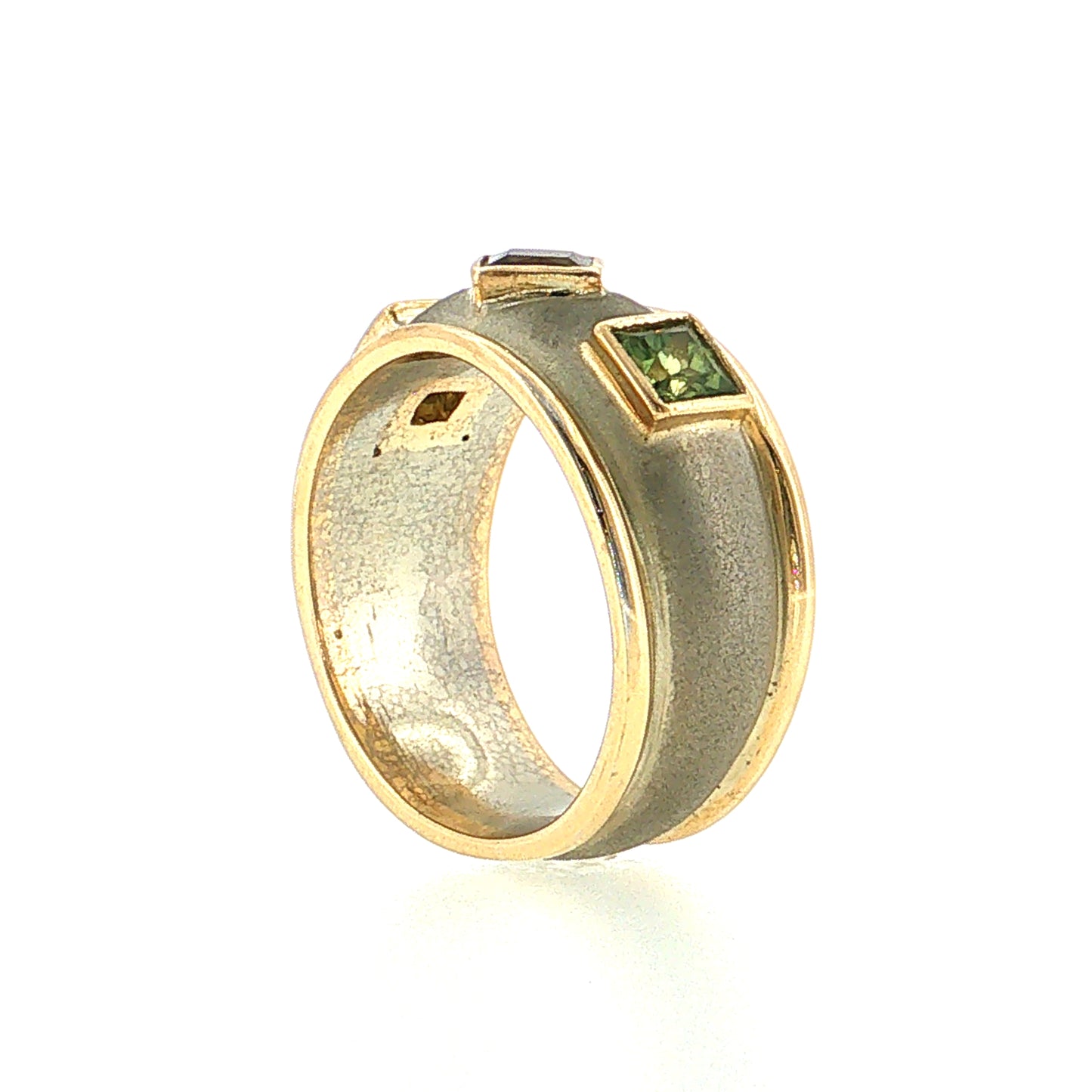 .63 Men's Pink Tourmaline & Peridot Ring 14k