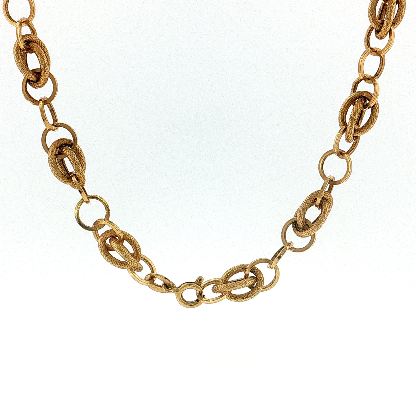 Corletto Alternating Link Chain Necklace 18k Yellow Gold
