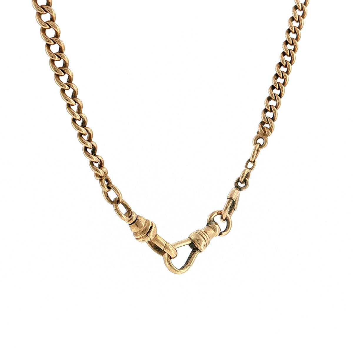 16" Antique Victorian Watch Fob Curb Link Chain Necklace 14k