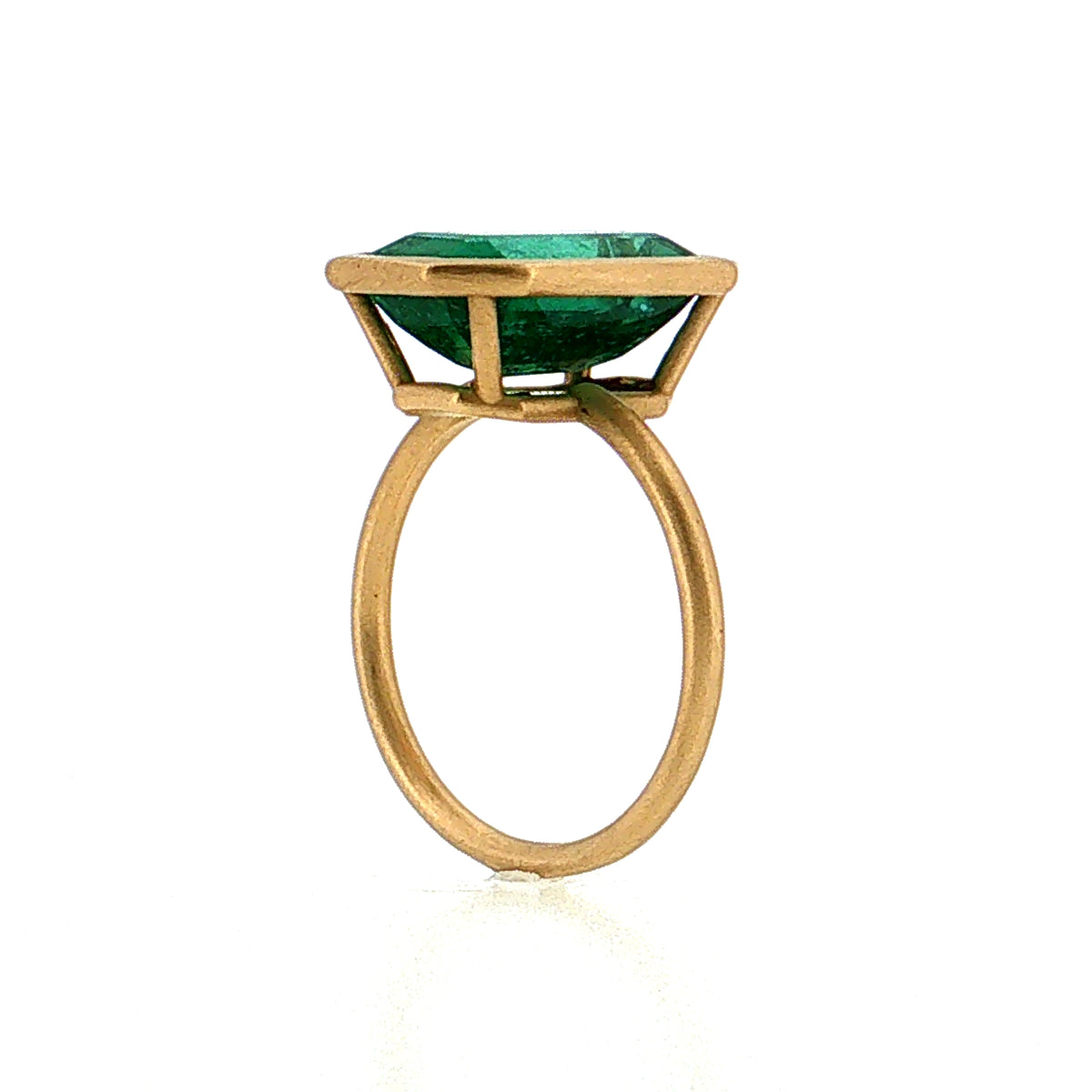 4.88 Emerald Cut Emerald Cocktail Ring 18k Yellow Gold