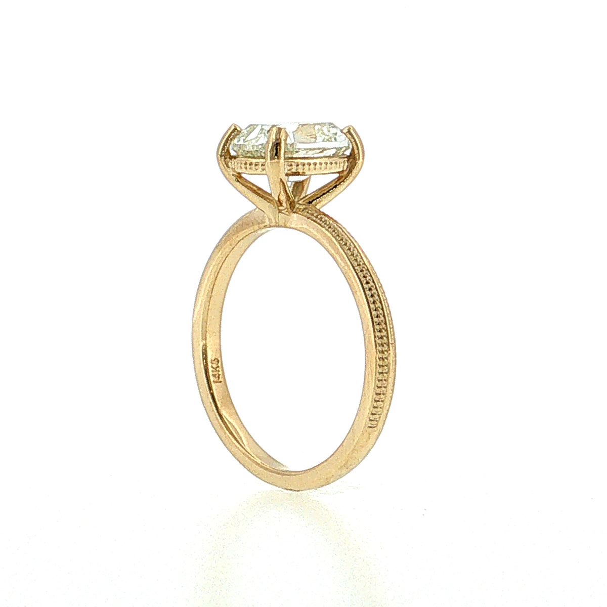 2.03 Elongated Old Mine Cushion Diamond Solitaire Ring 14k