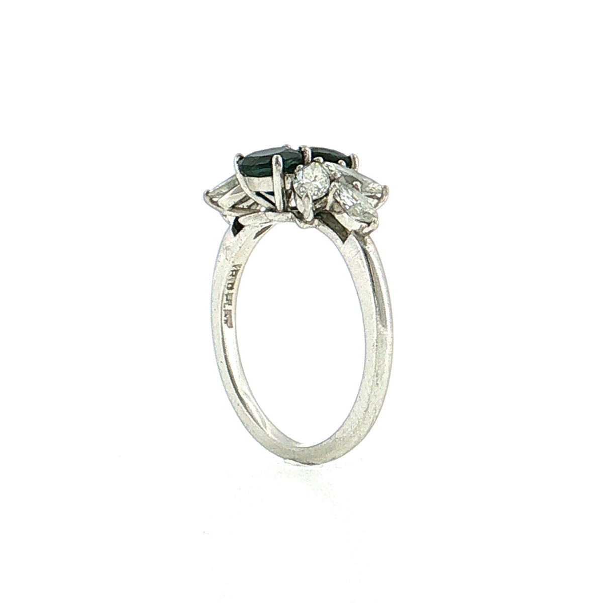 1.00 Sapphire & Diamond Cluster Engagement Ring Platinum