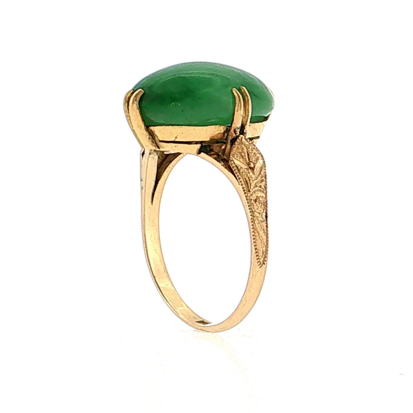 9.59 Antique Victorian Jadeite Cabochon Cocktail Ring 18k Rose Gold
