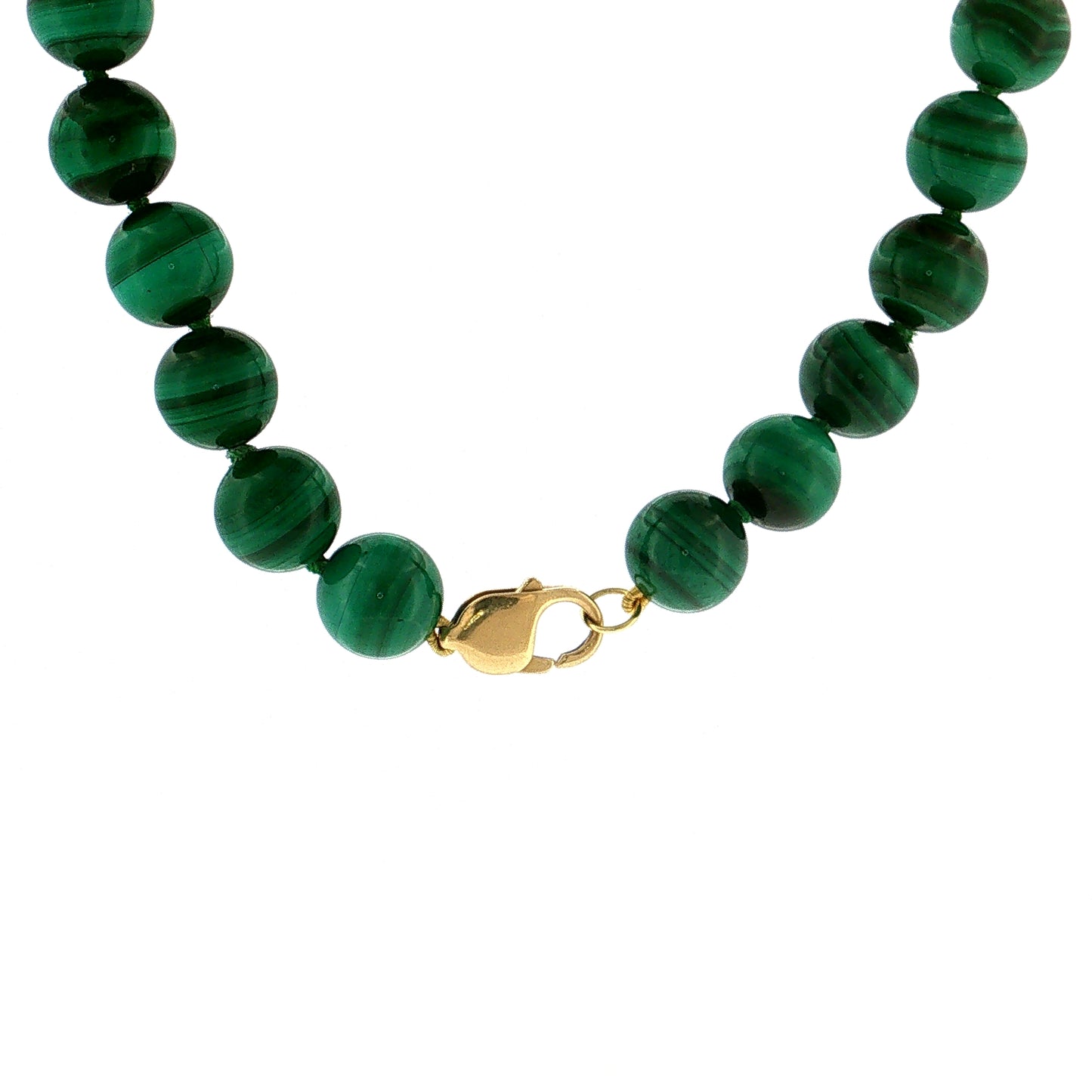 Malachite Beaded Necklace 14k Yellow Gold