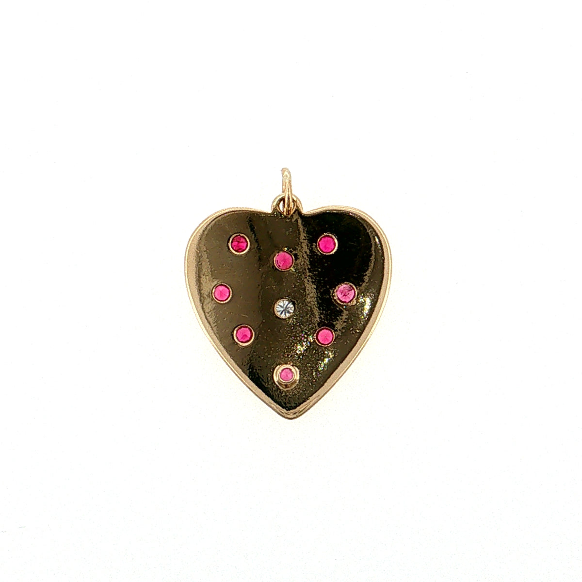 1.20 Ruby & Diamond Heart Pendant 14k Yellow Gold