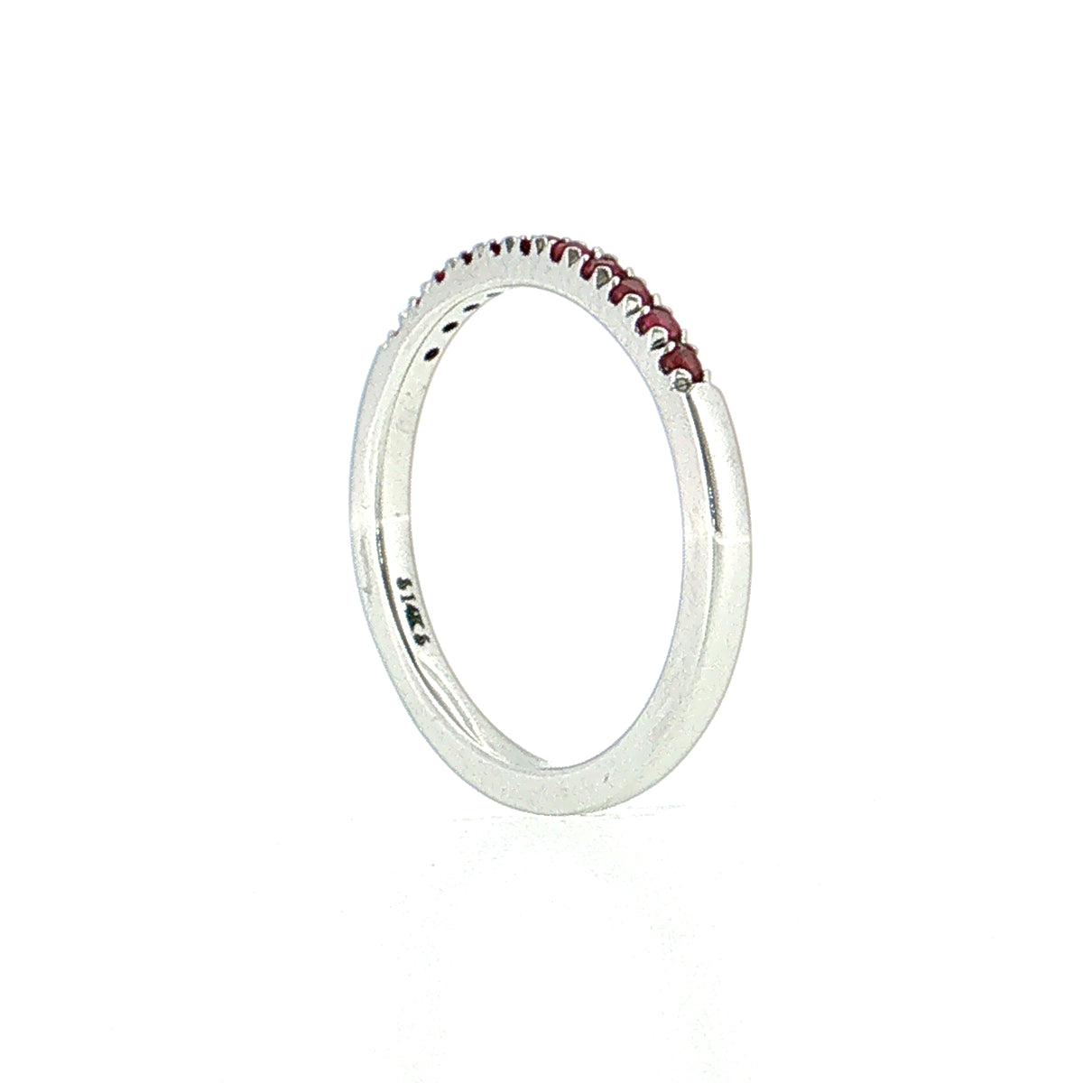 .22 Round Ruby Stacking Ring 14k White Gold