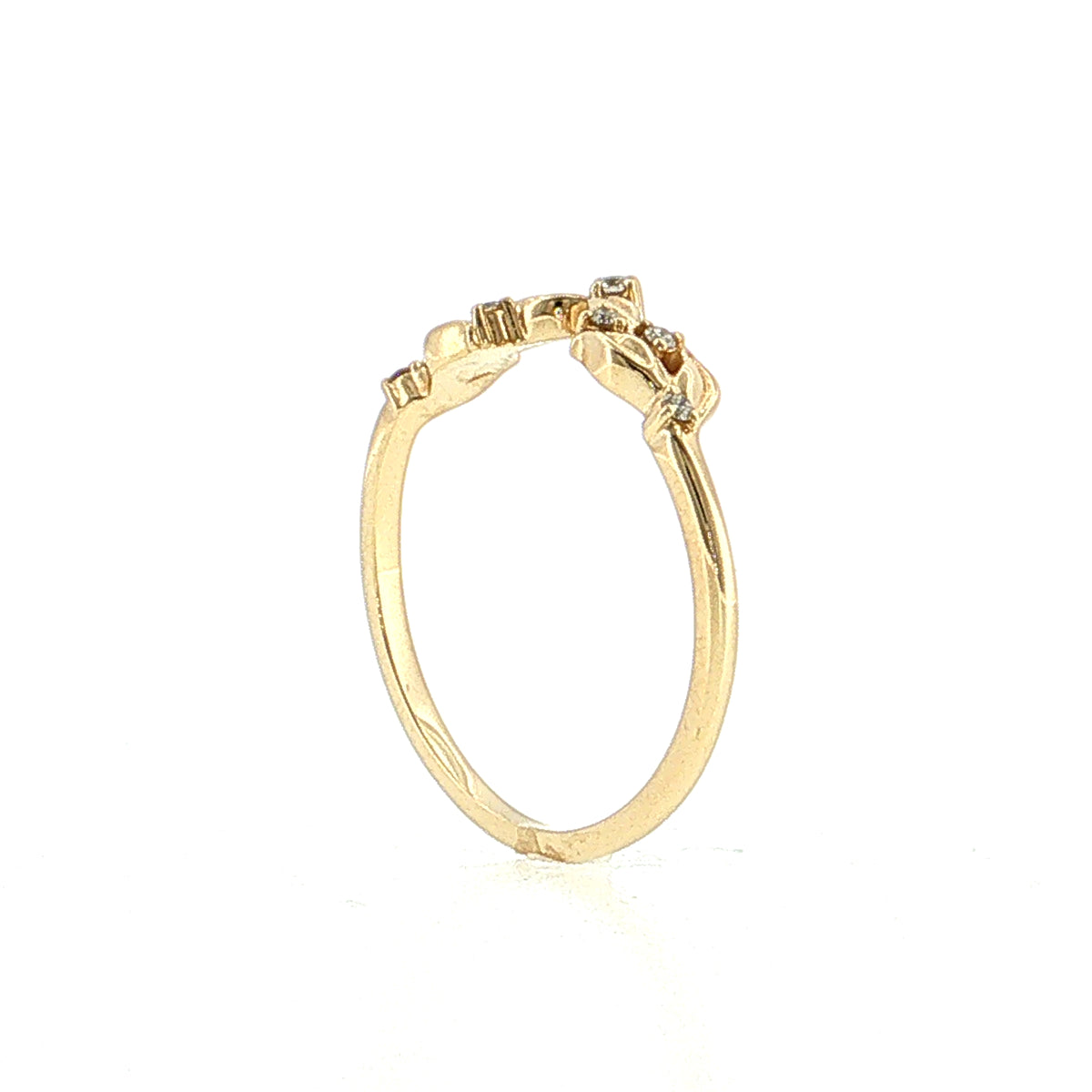 .05 Diamond Leaf Contour Stacking Band 14k Yellow Gold