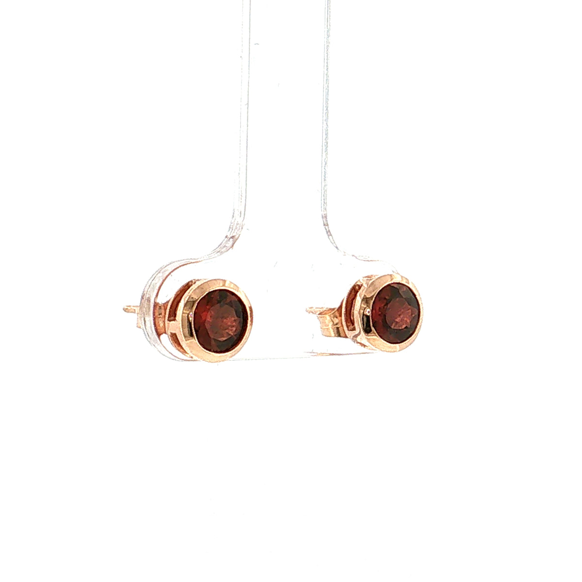 1.25 Round Cut Garnet Stud Earrings 14k