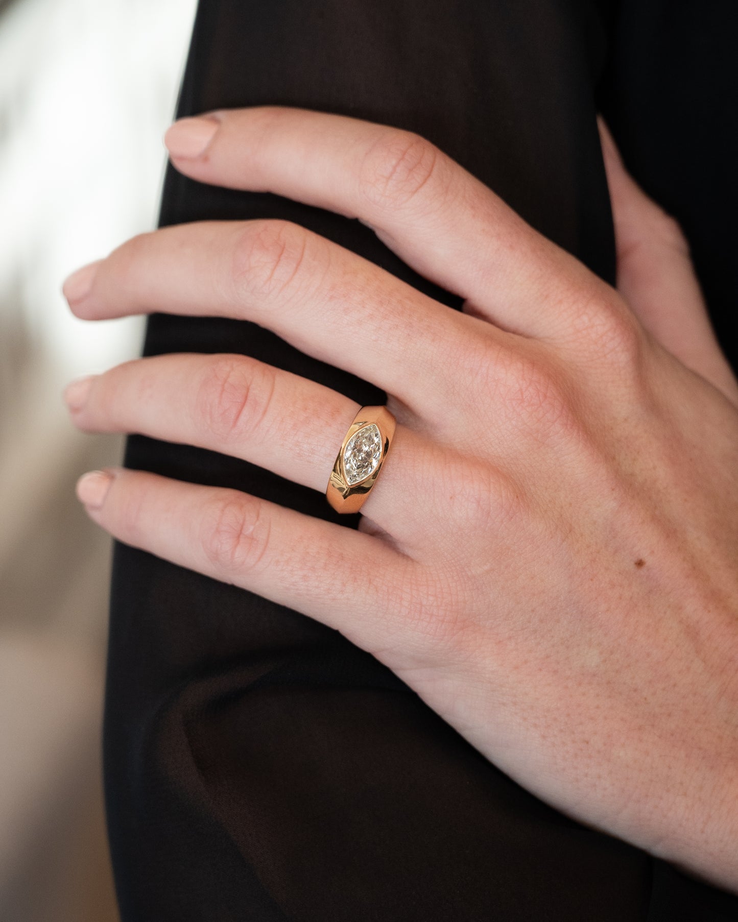 1.50 Marquise Diamond Solitaire Ring 18k Yellow Gold