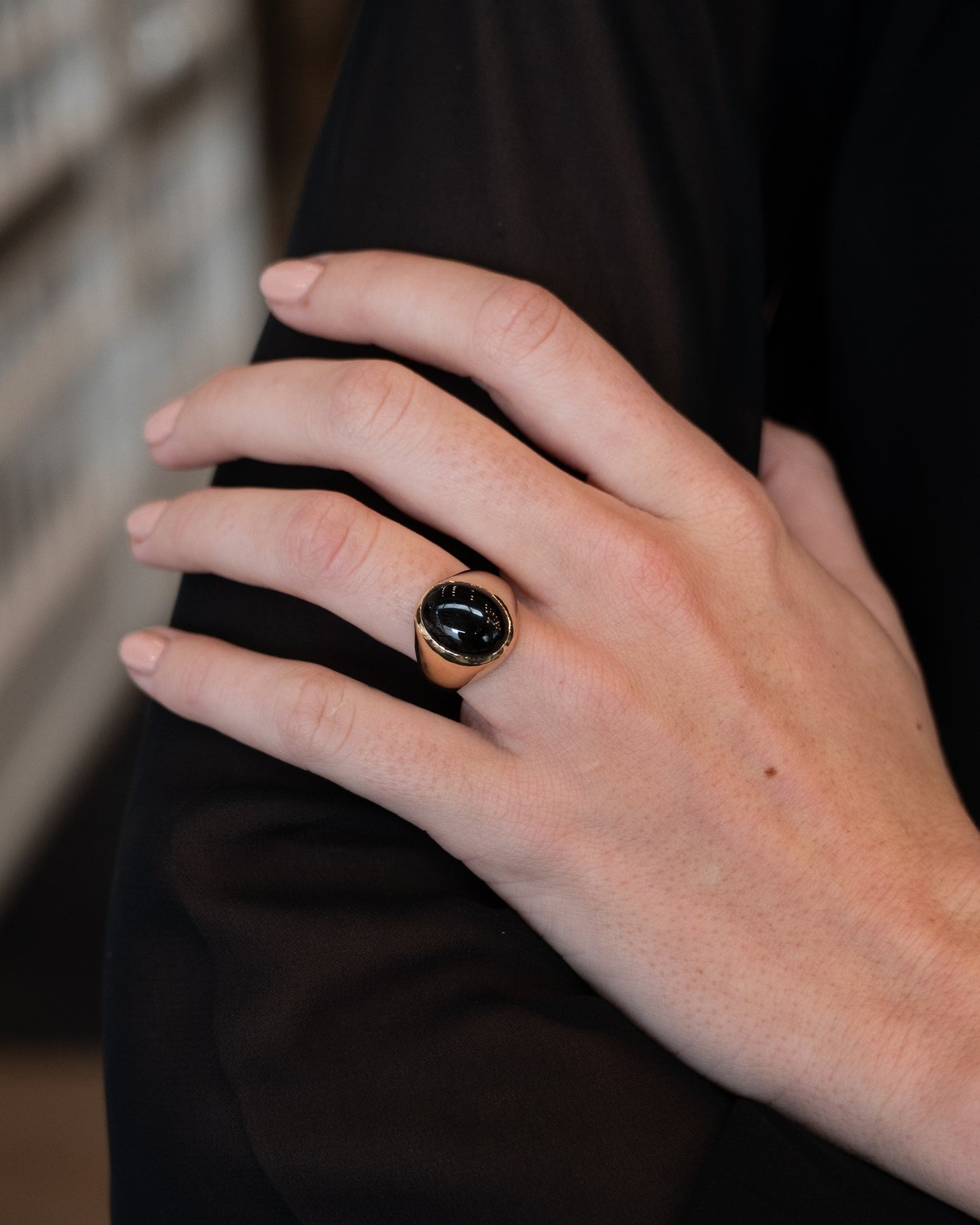 Petrified Wood Cocktail Ring 14k Yellow Gold