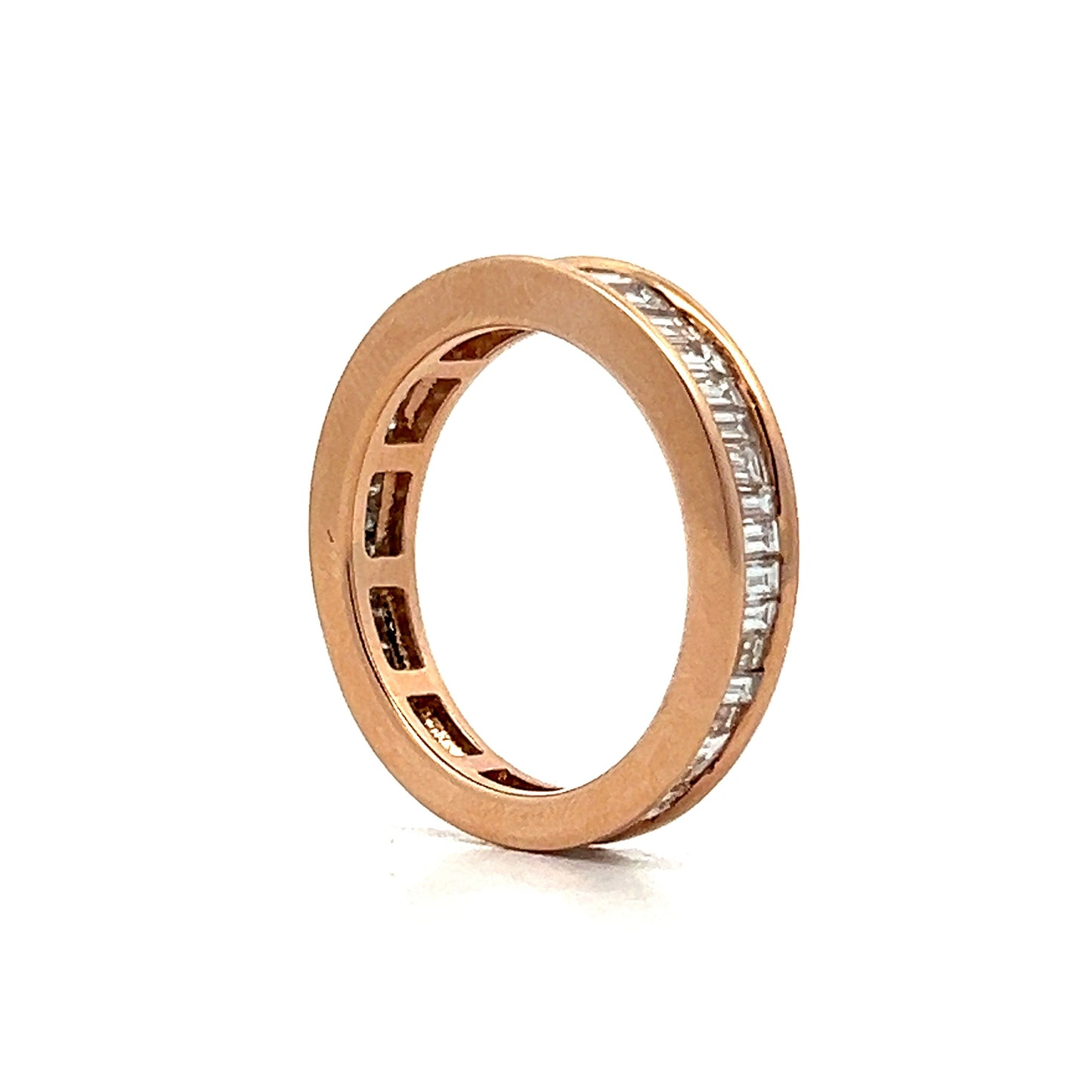 Baguette Diamond Channel Wedding Band in Rose Gold